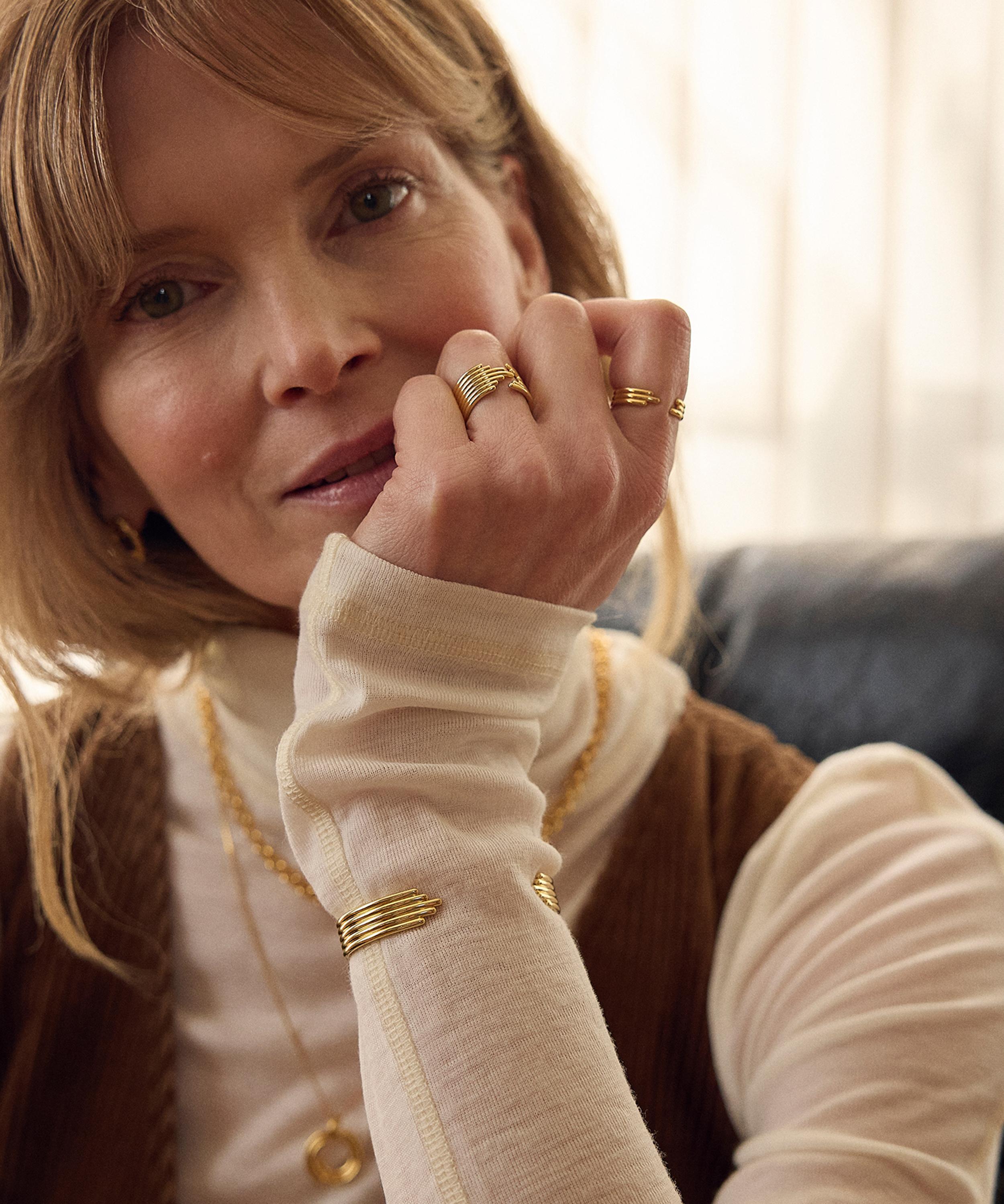 Rachel Jackson - 18ct Gold-Plated Lifestream Statement Bangle Bracelet image number 1