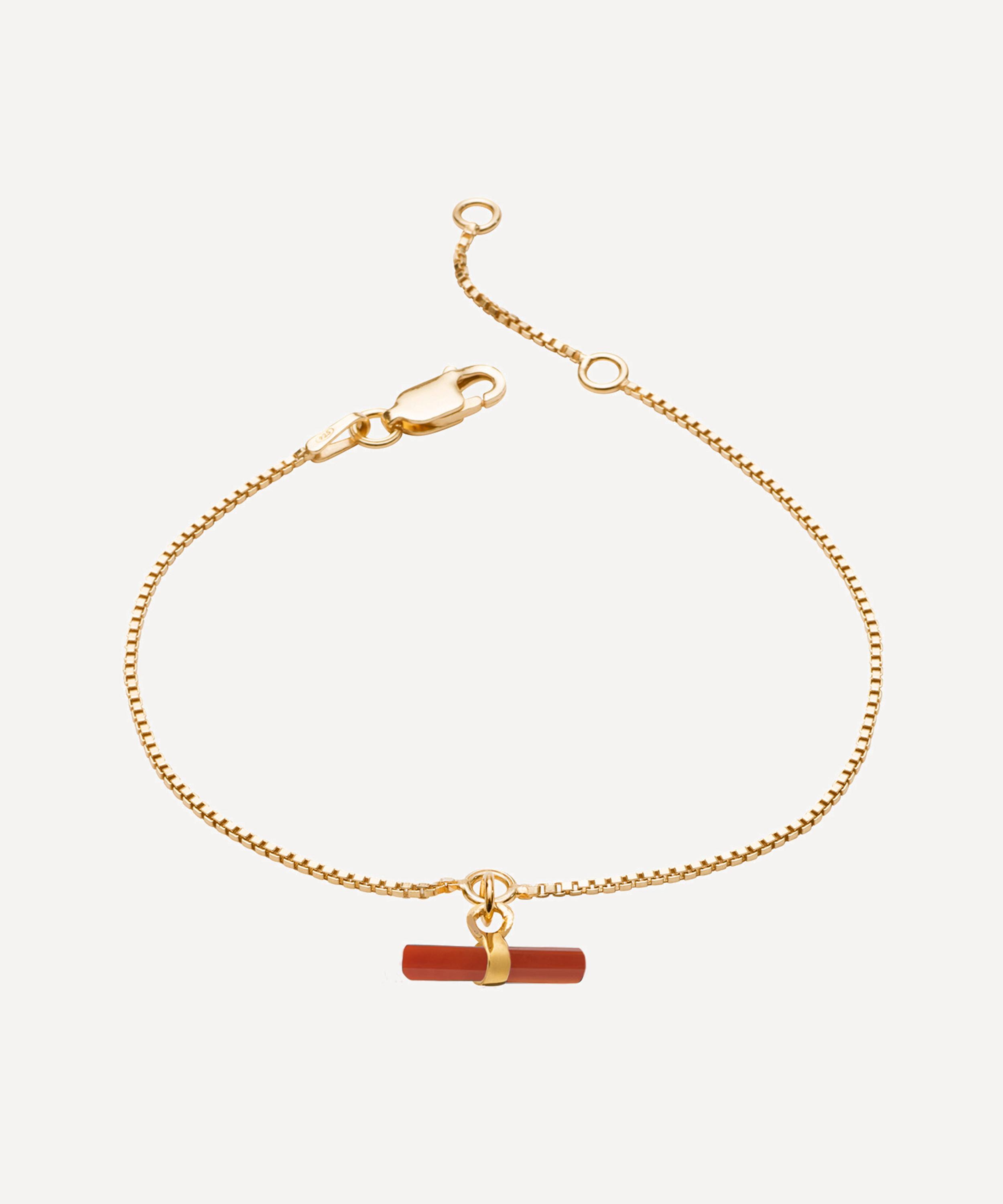 Rachel Jackson - 18ct Gold-Plated Vitality Carnelian T-Bar Bracelet