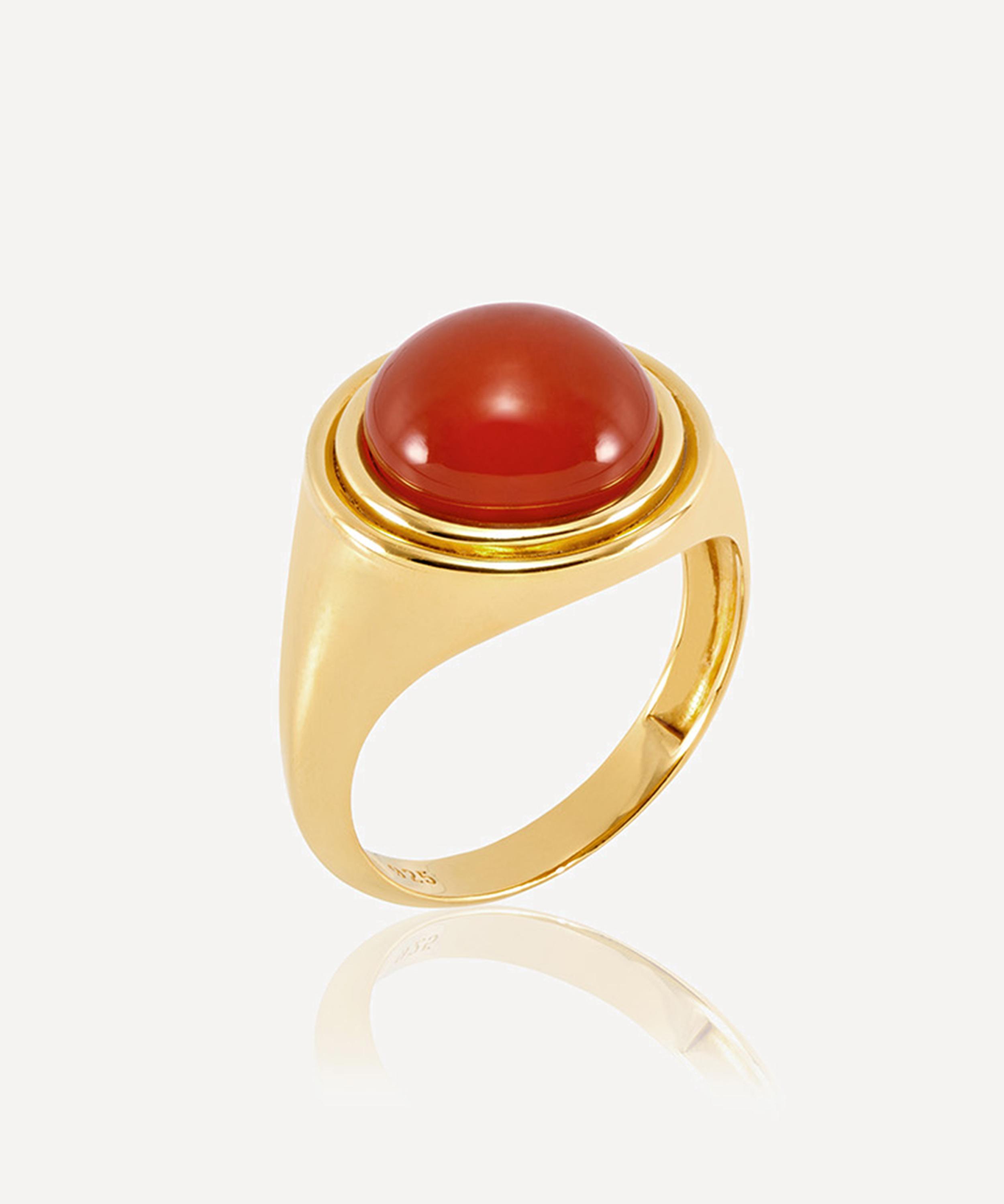 Rachel Jackson - 18ct Gold-Plated Evolve Carnelian Cocktail Ring
