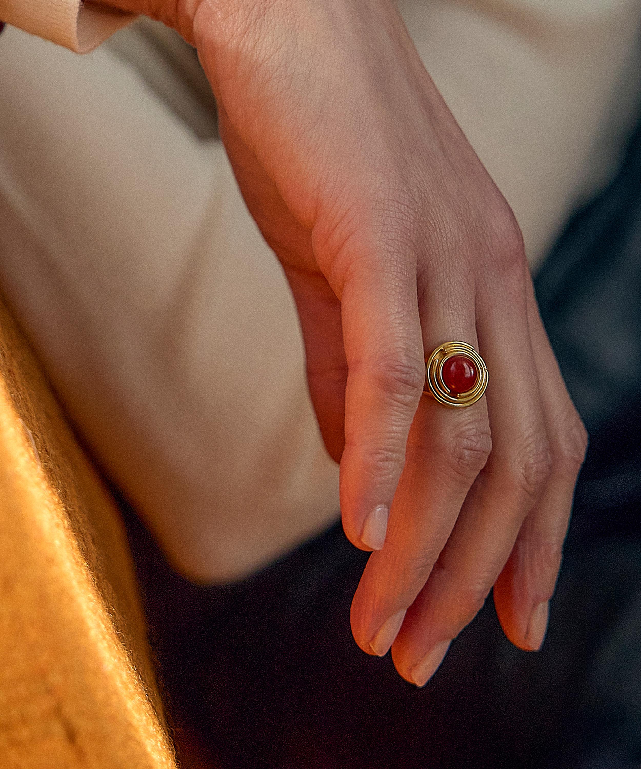 Rachel Jackson - 18ct Gold-Plated Evolve Carnelian Cocktail Ring image number 1