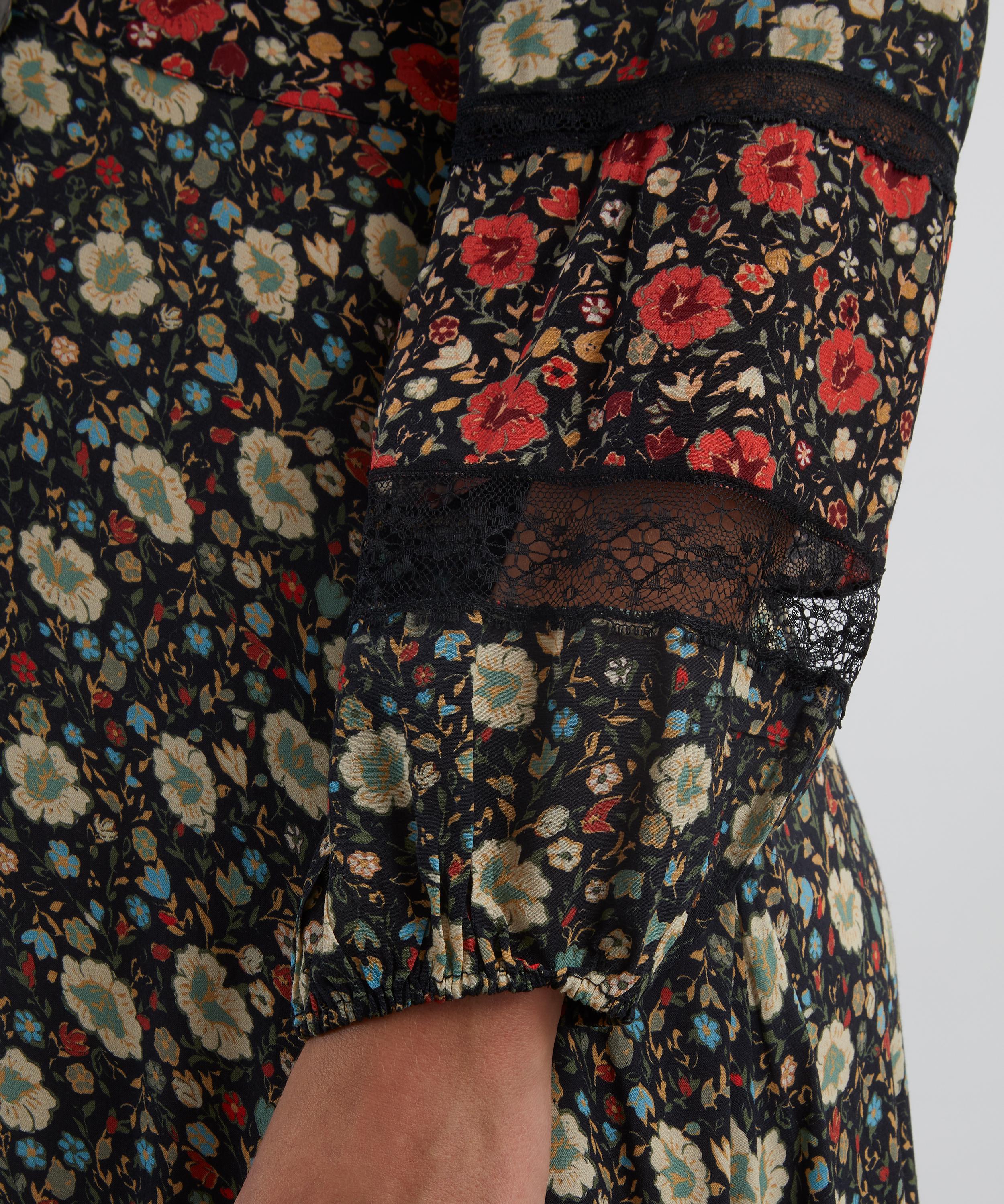 RIXO - Raven Eva Floral Mix Black Midi Dress image number 4