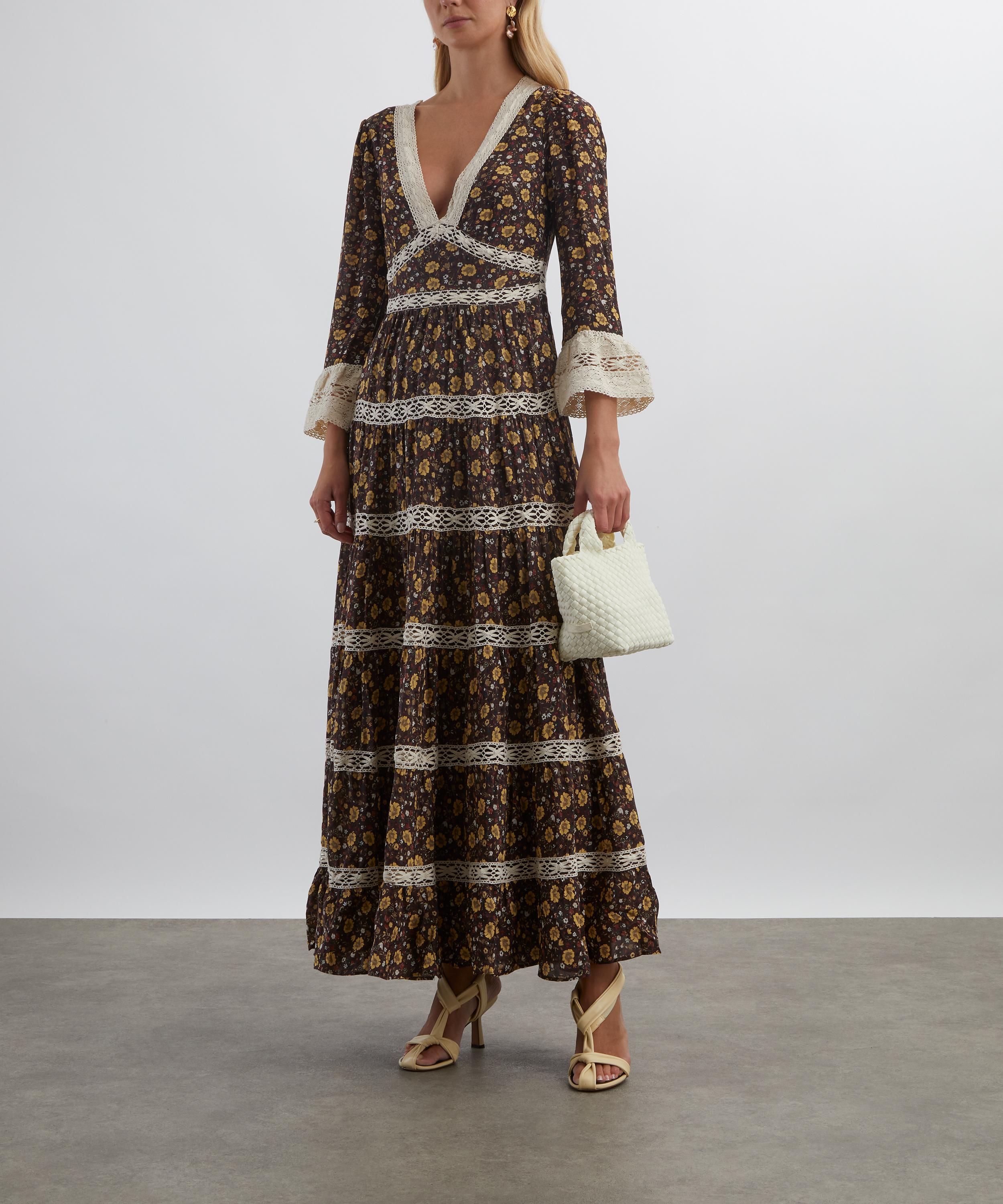 RIXO - Regine Eva Floral Brown Maxi Dress image number 1
