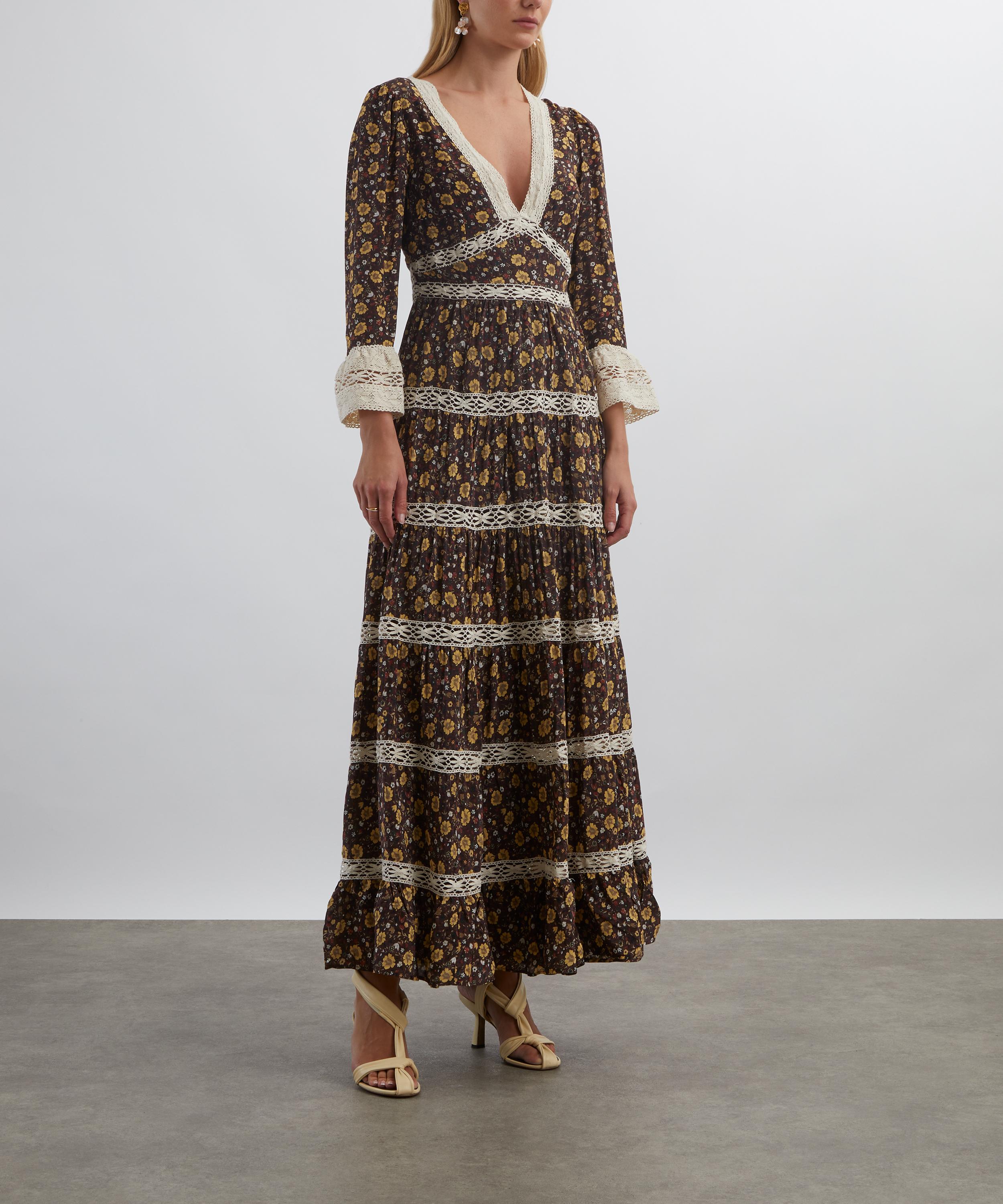 RIXO - Regine Eva Floral Brown Maxi Dress image number 2