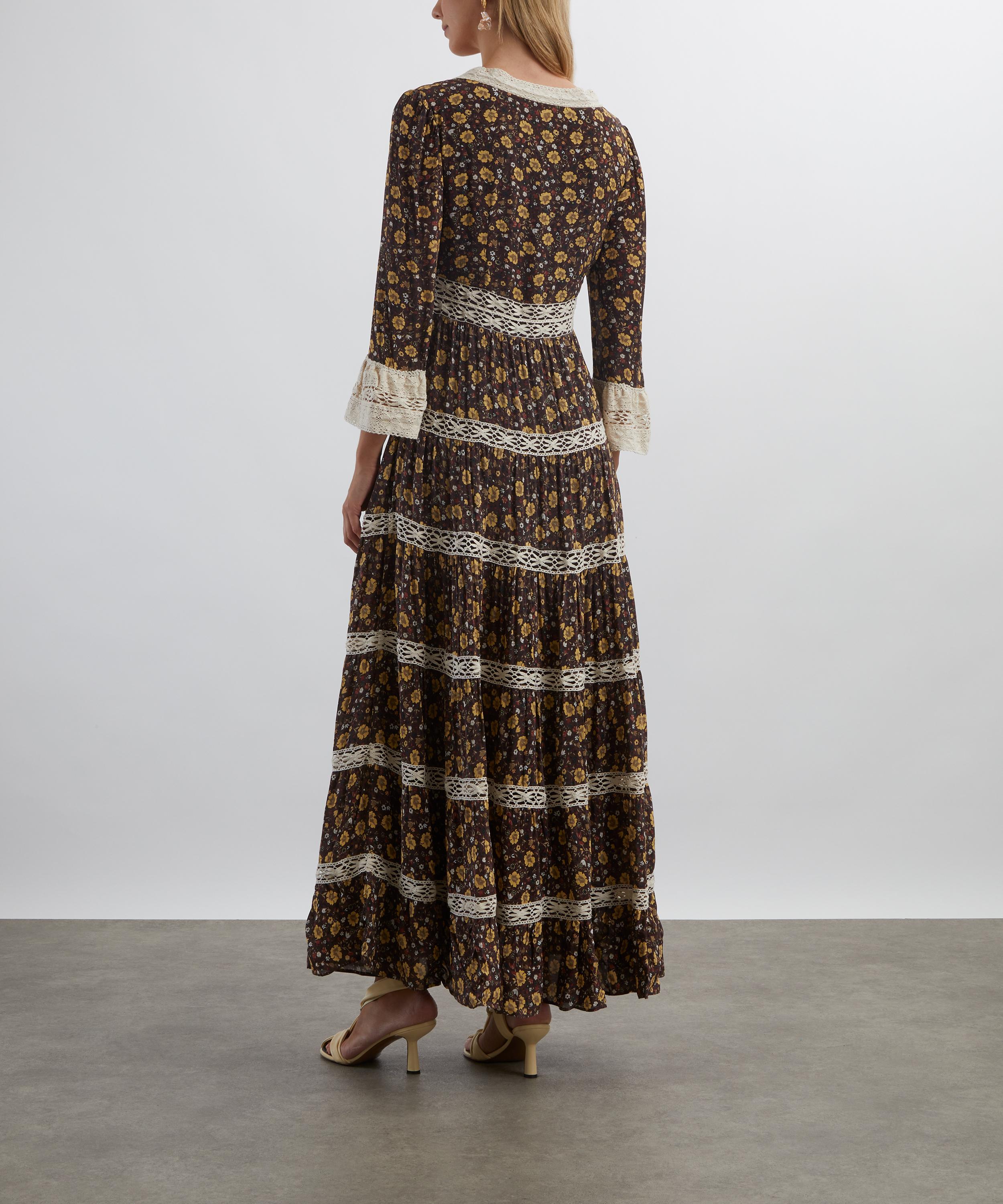 RIXO - Regine Eva Floral Brown Maxi Dress image number 3