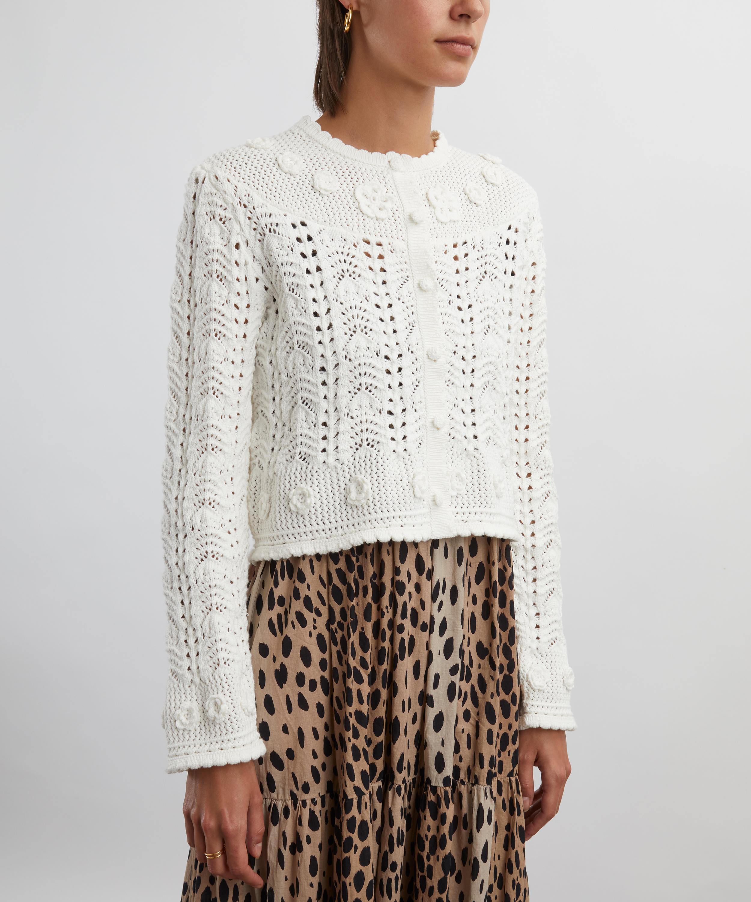 RIXO - Kyra Cotton Crochet Cardigan image number 2