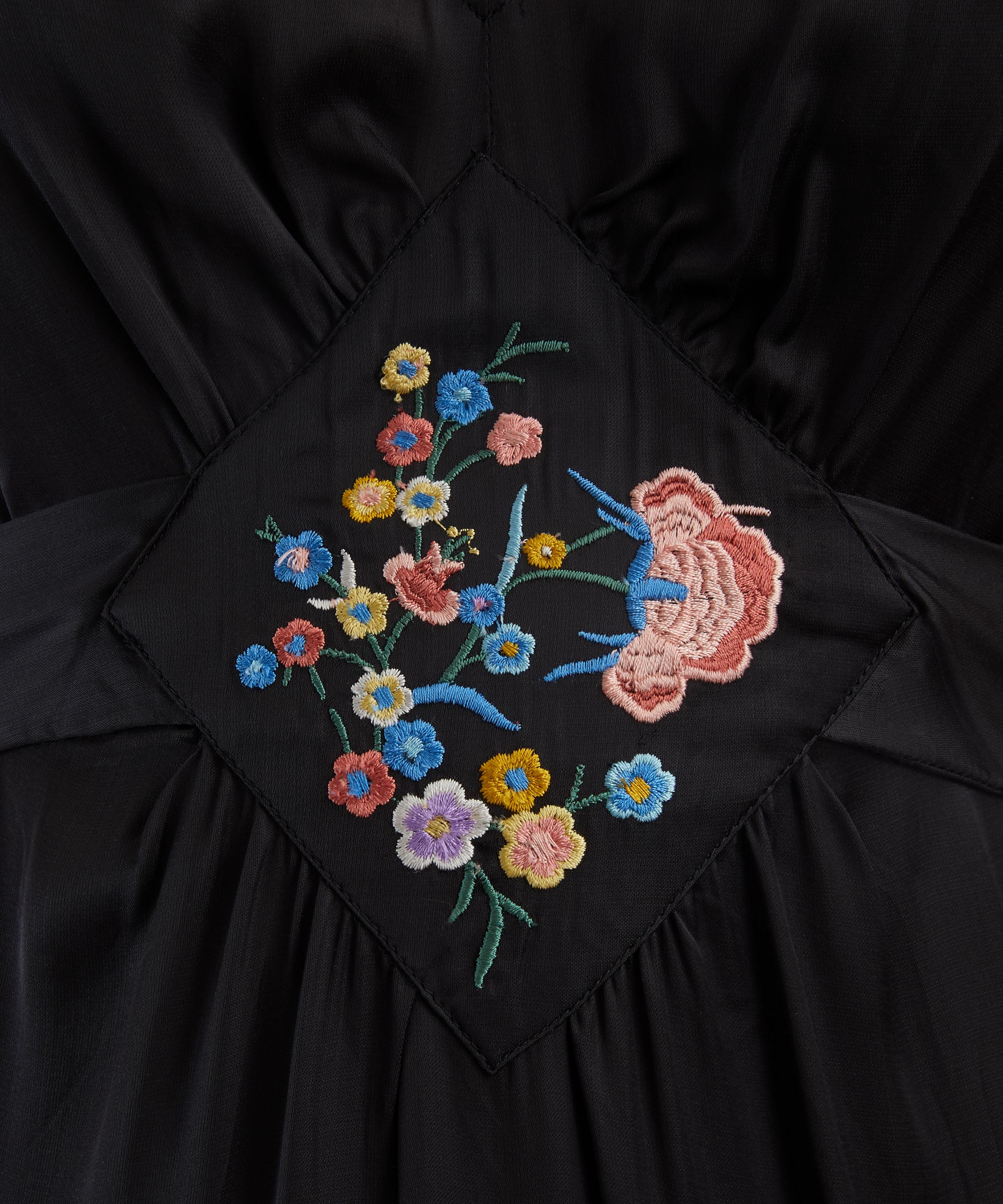 RIXO - Carey Orchard Embroidery Black Midi Dress image number 4