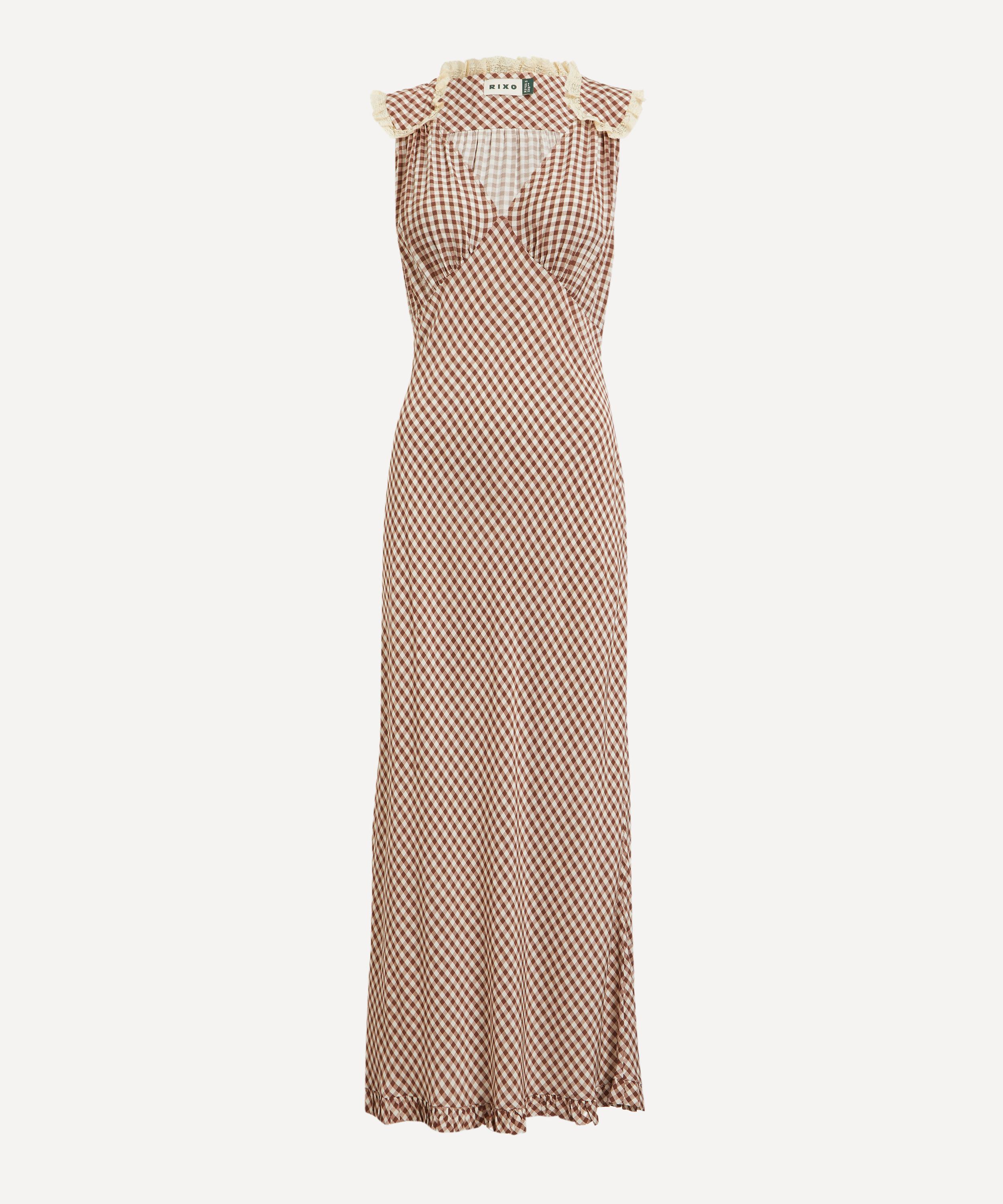 RIXO - Chessie French Check Brown Midi Dress image number 0