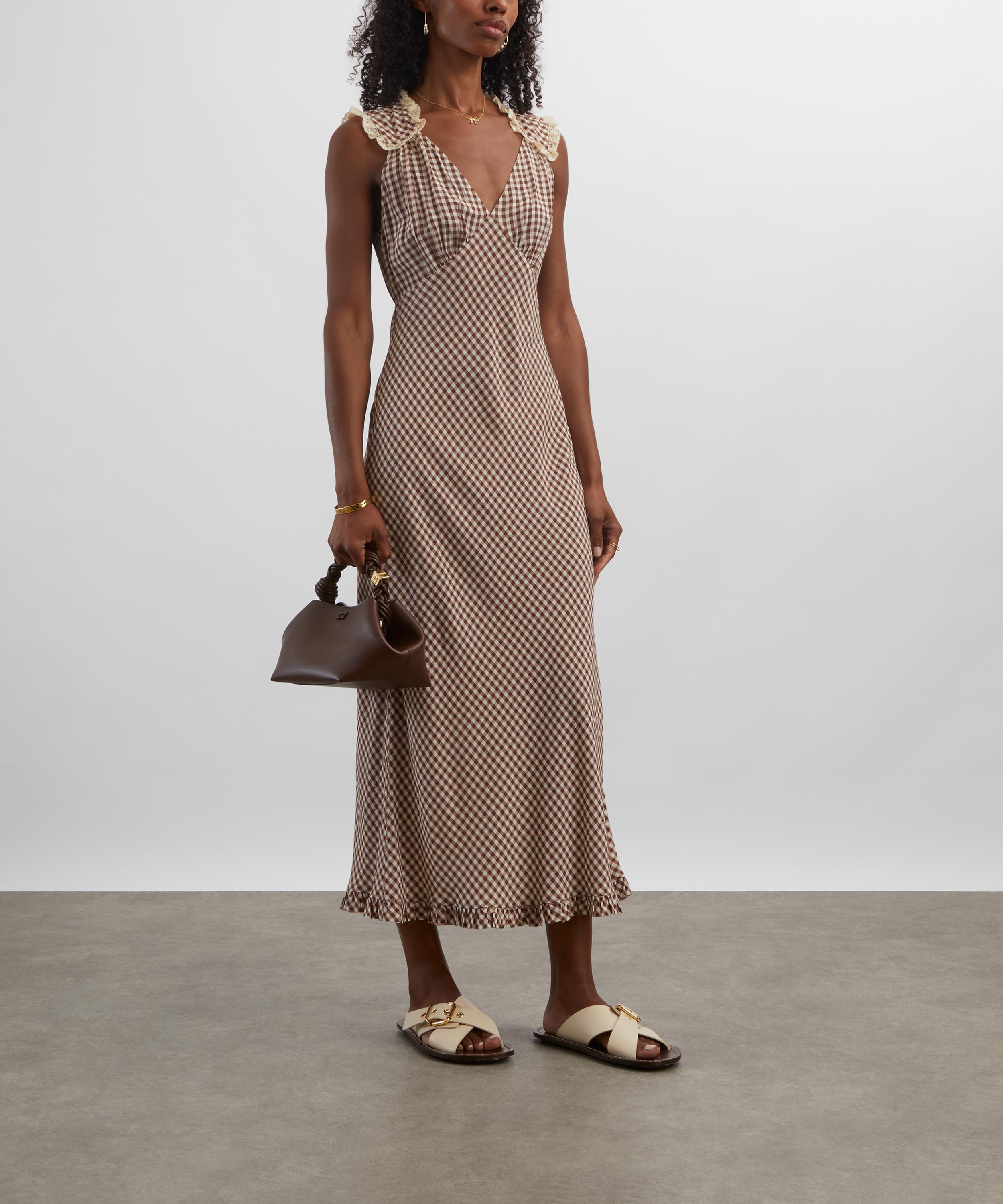 RIXO - Chessie French Check Brown Midi Dress image number 1