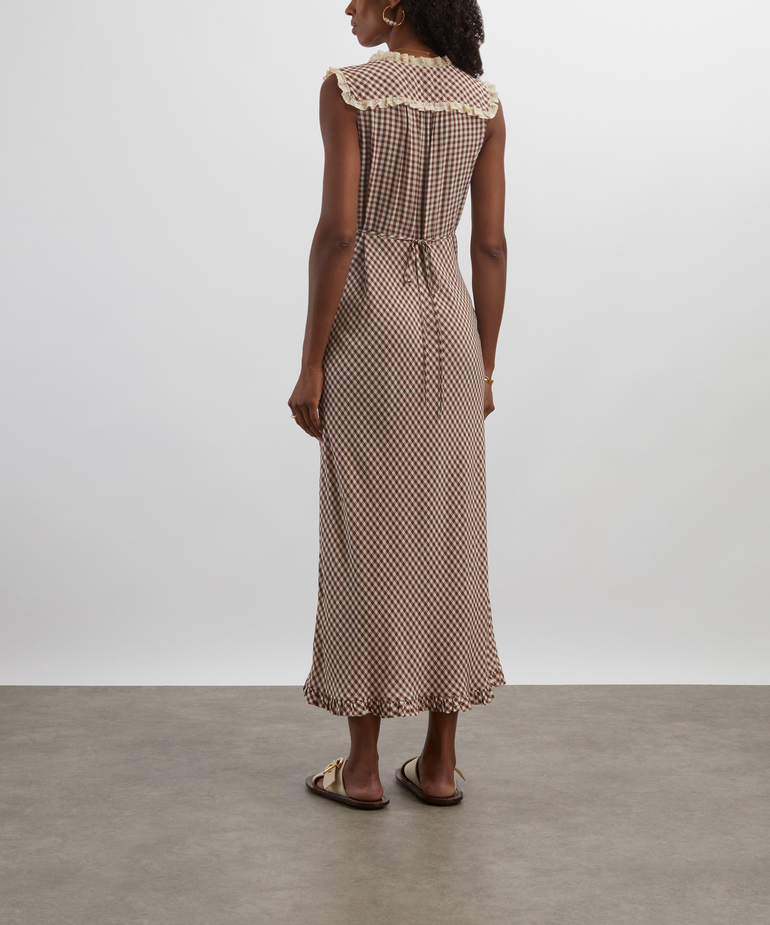 RIXO - Chessie French Check Brown Midi Dress image number 3