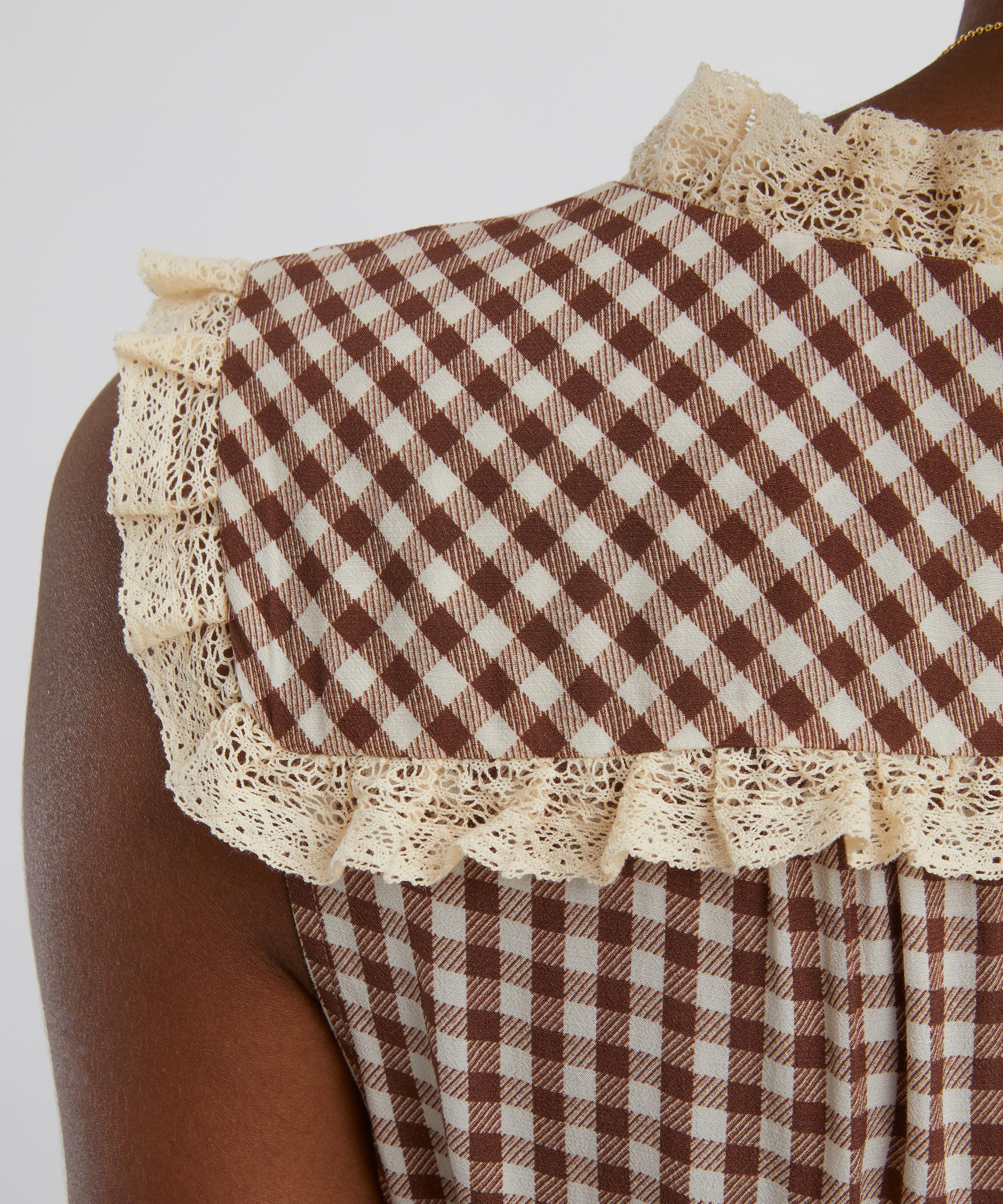 RIXO - Chessie French Check Brown Midi Dress image number 4