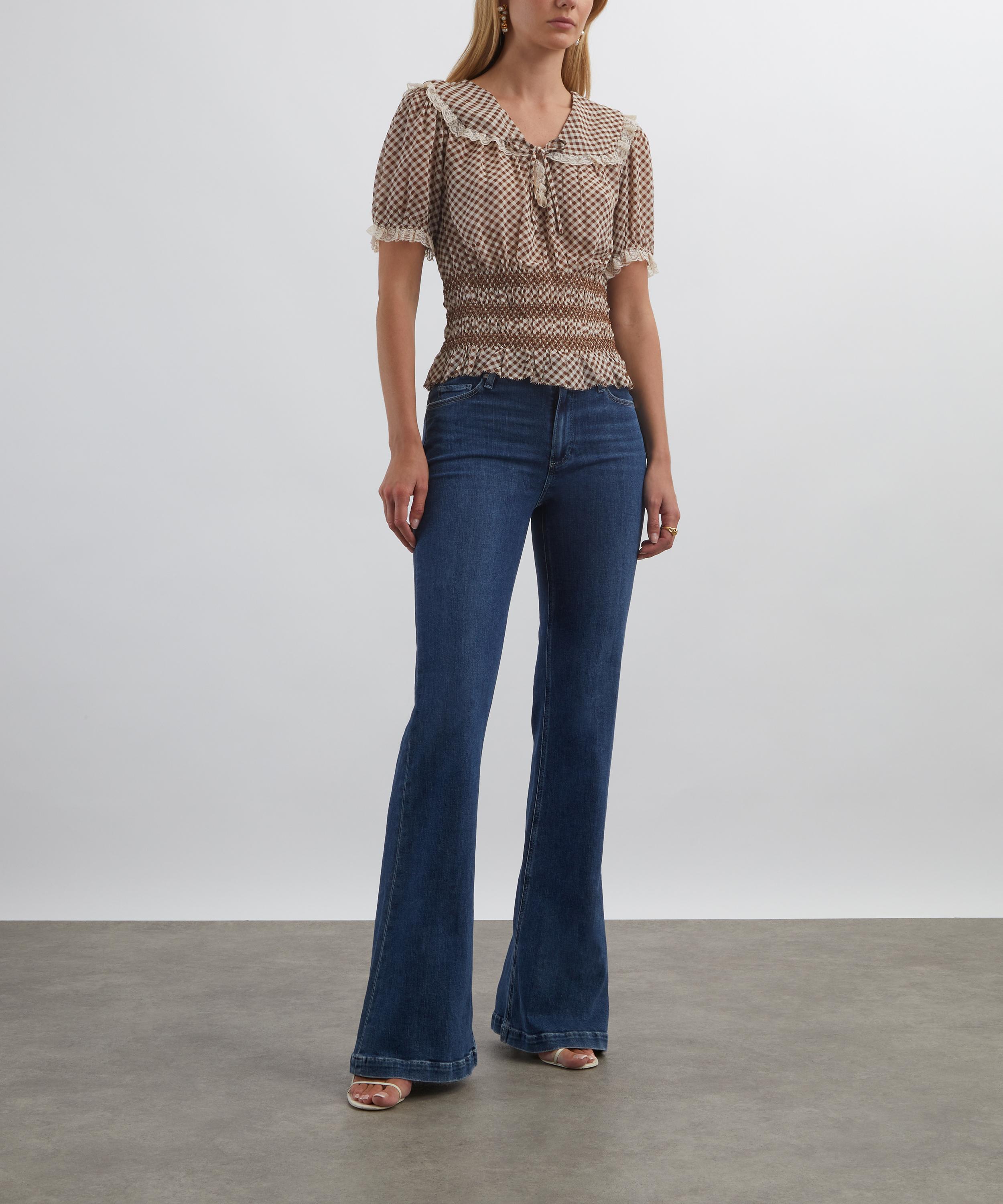 RIXO - Britt French Check Brown Top image number 1