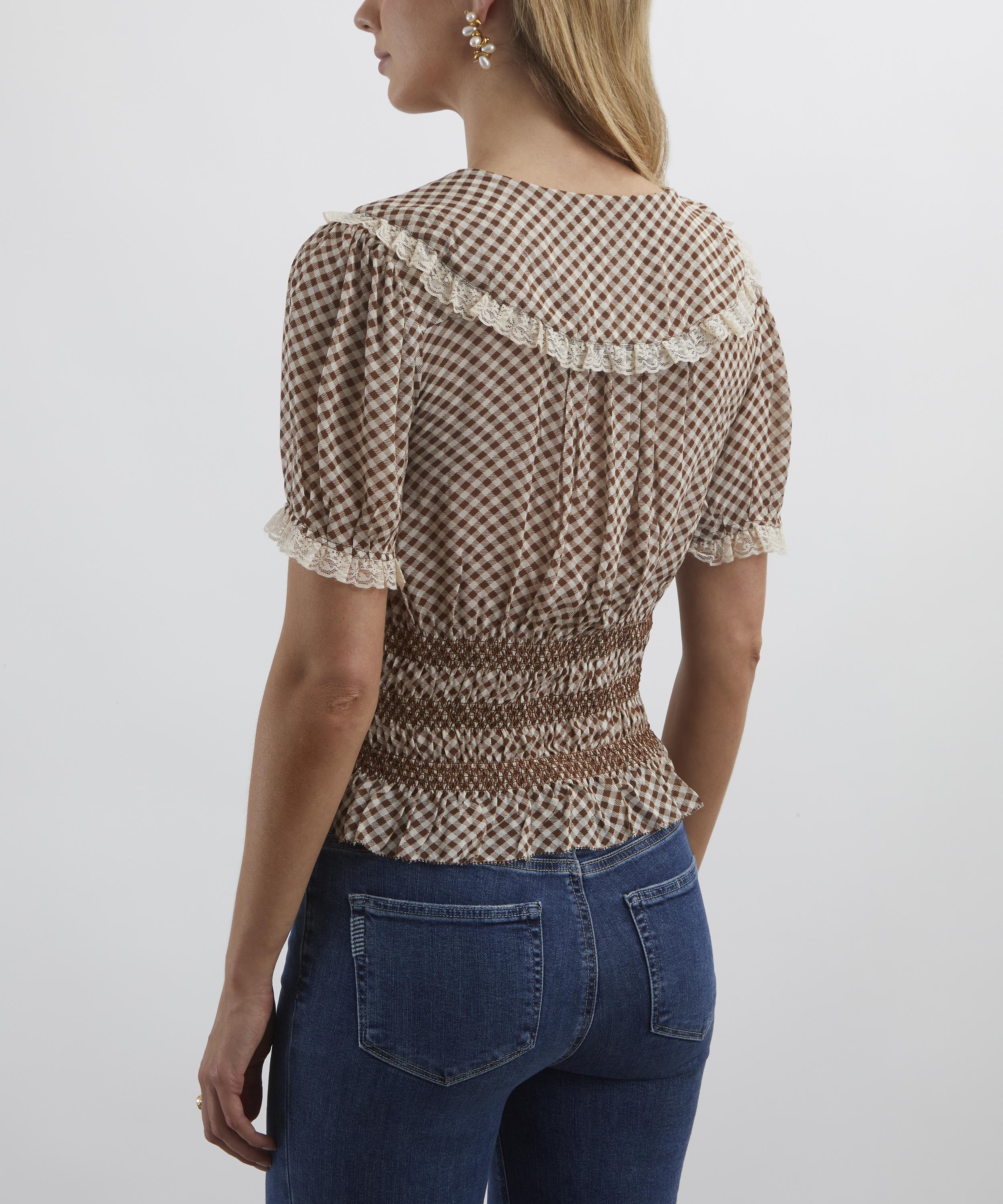 RIXO - Britt French Check Brown Top image number 3