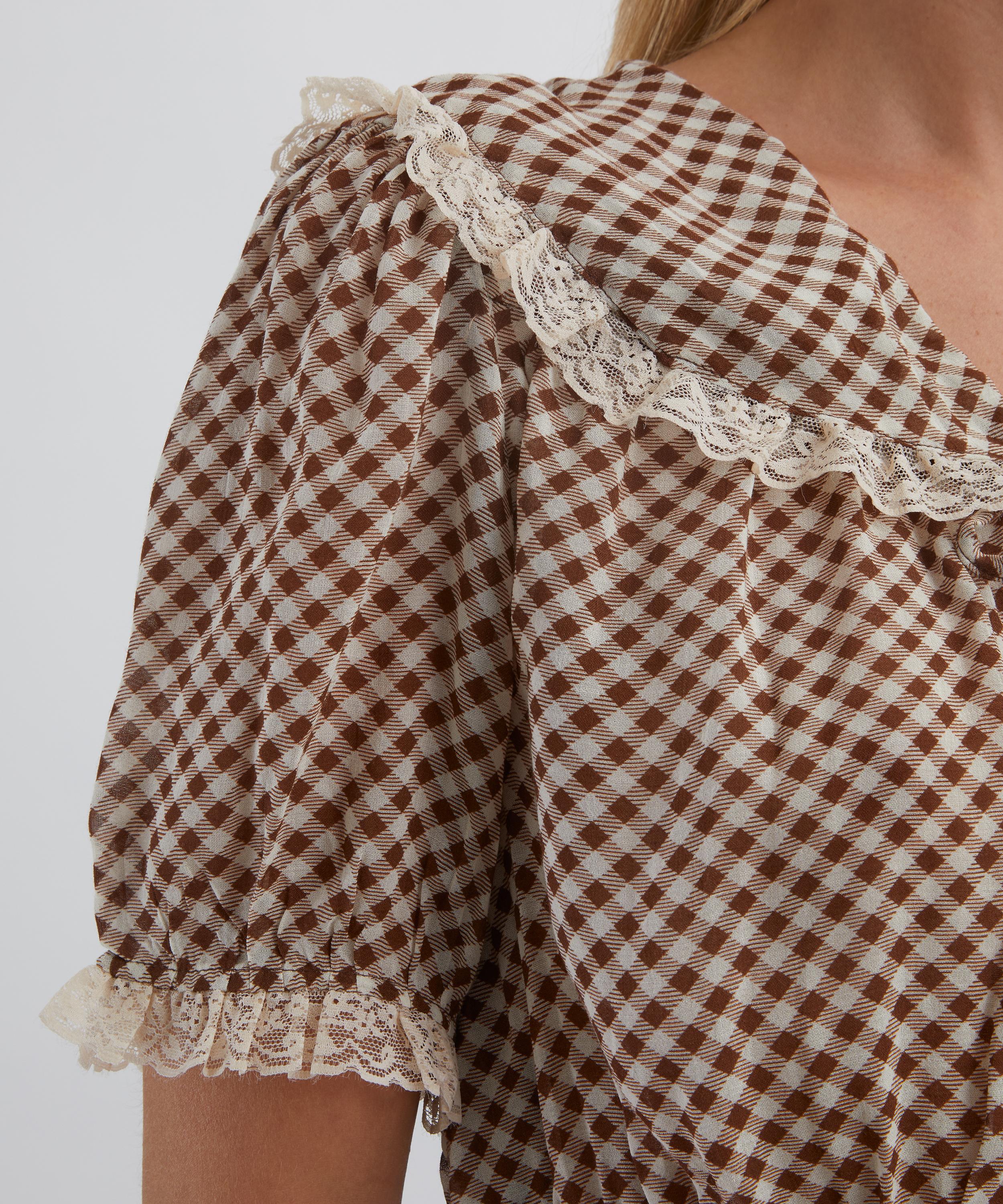 RIXO - Britt French Check Brown Top image number 4
