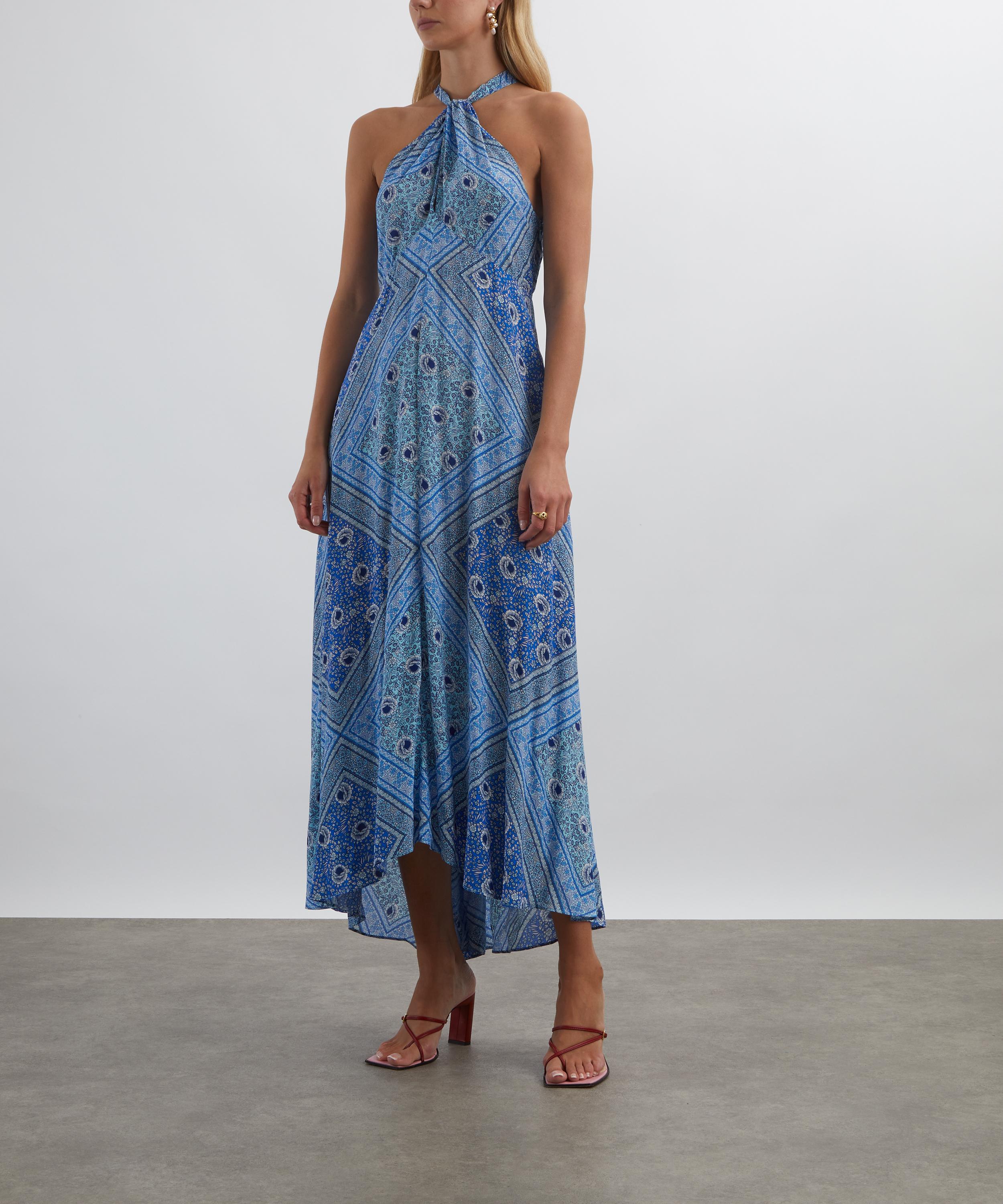 RIXO - Caitlin Boho Scarf Blue Midi Dress image number 2
