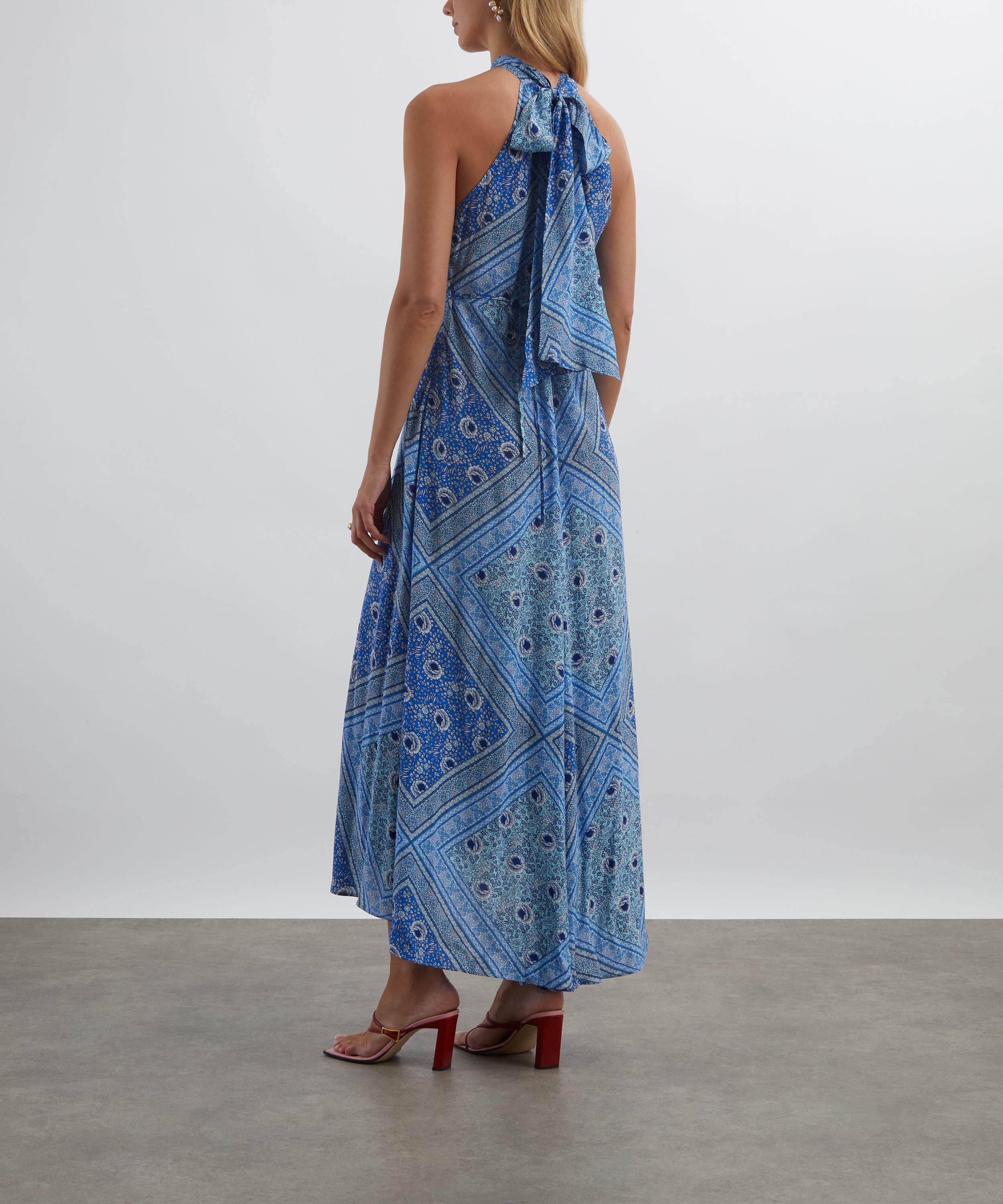 RIXO - Caitlin Boho Scarf Blue Midi Dress image number 3