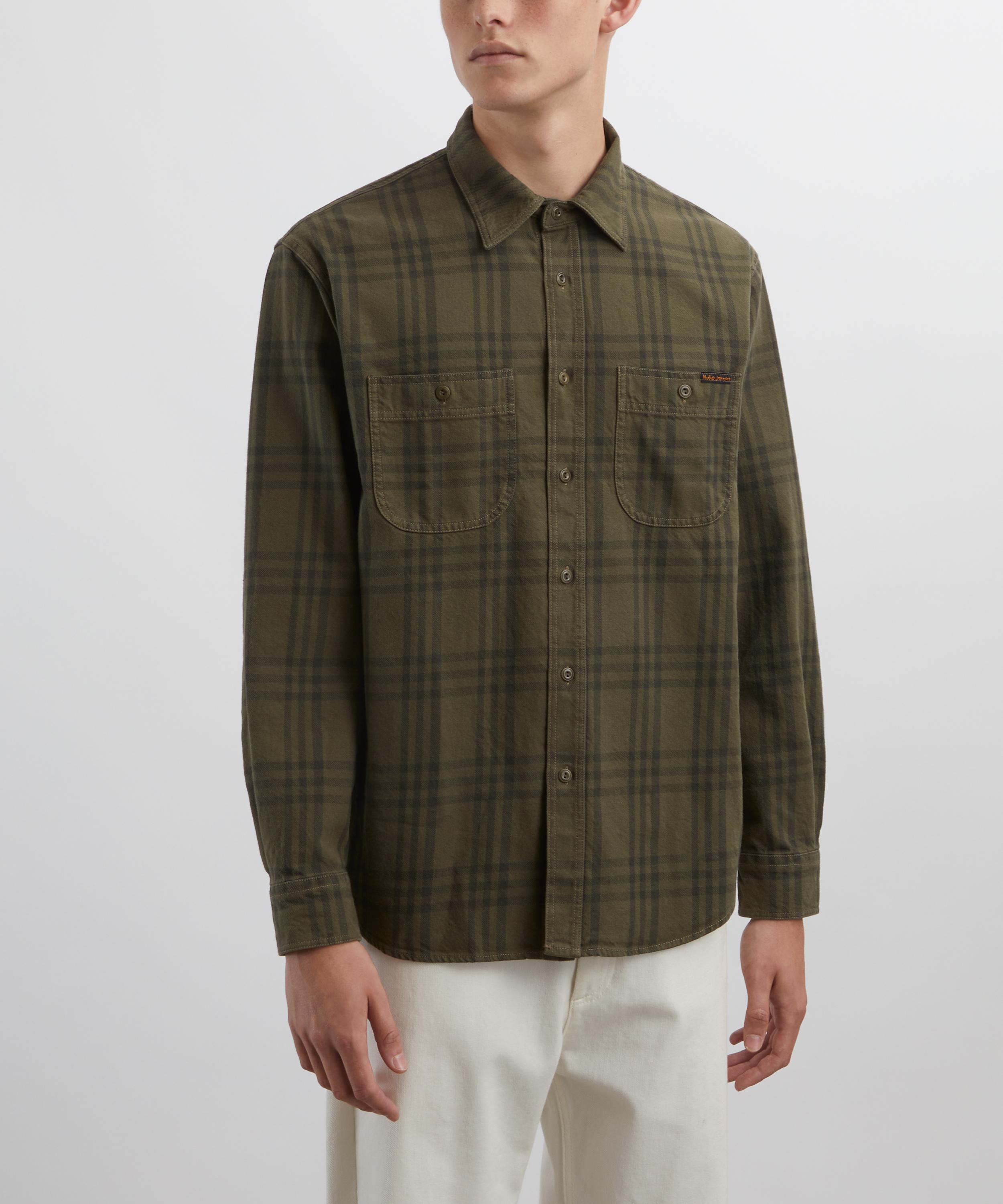 Nudie Jeans - Julian Worker Olive Check Shirt image number 2