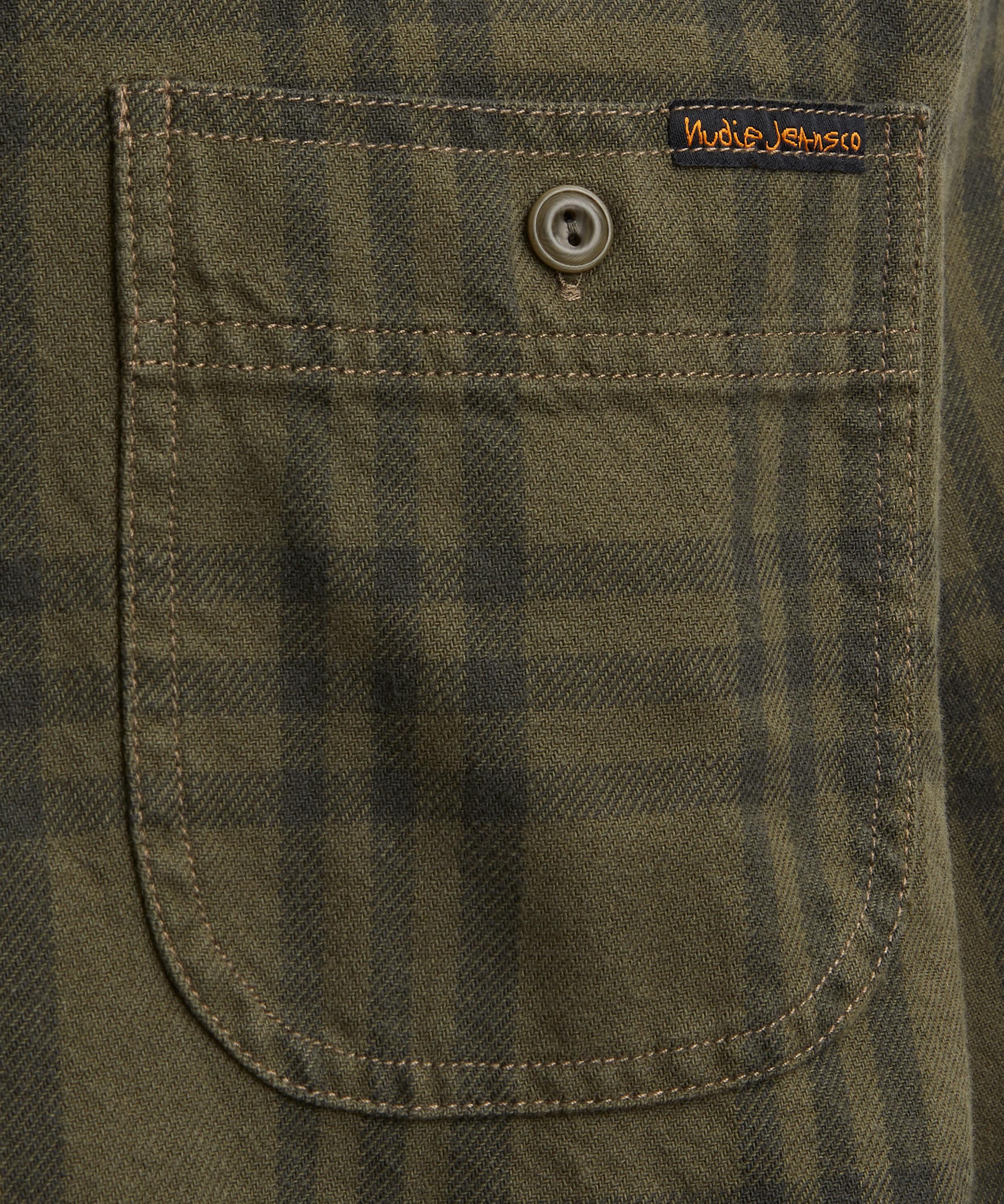 Nudie Jeans - Julian Worker Olive Check Shirt image number 4
