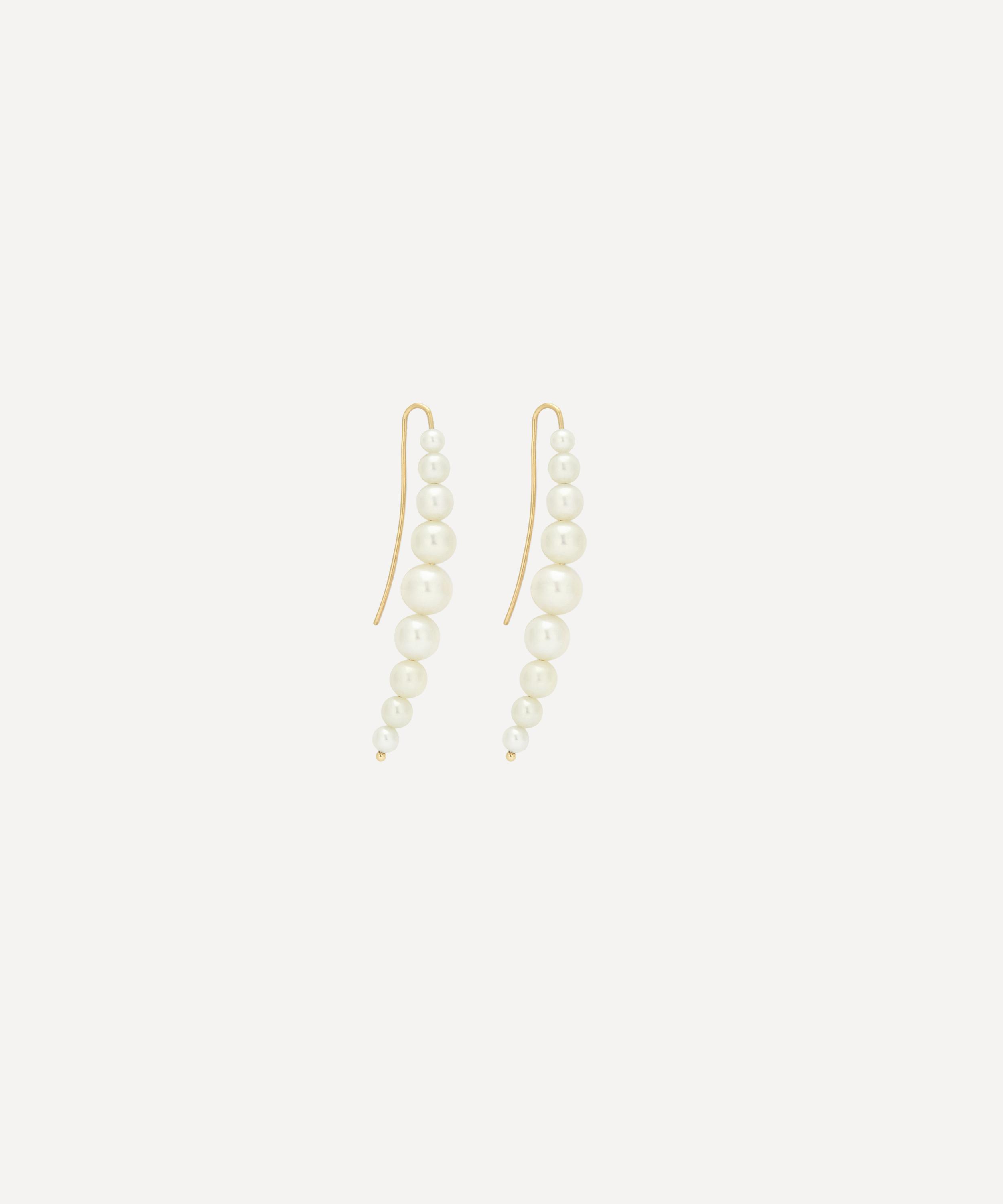 Satomi Kawakita - 18ct Gold Cascading White Pearl Drop Earrings image number 0