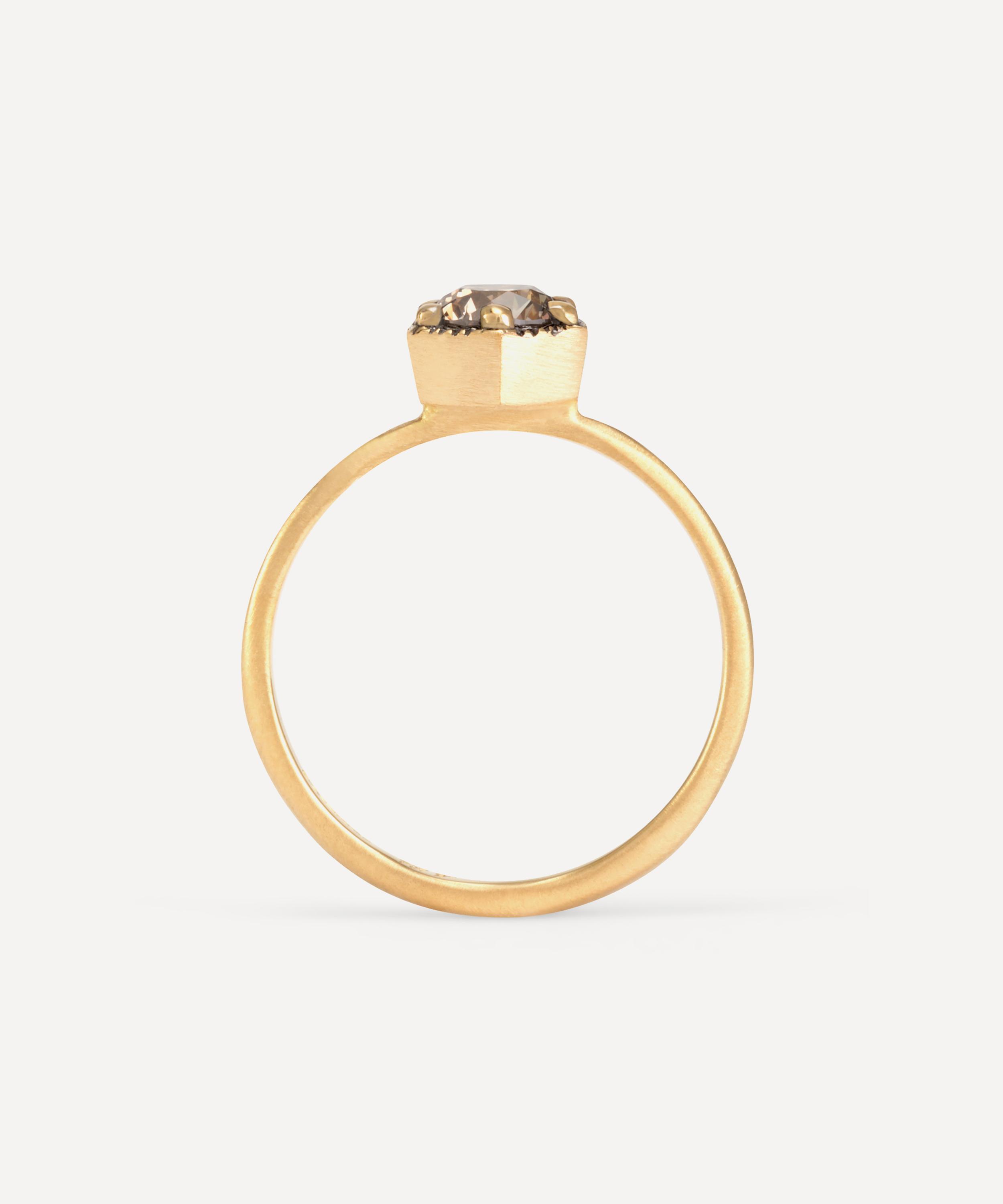 Satomi Kawakita - 18ct Gold 5mm Brown Diamond Hexagon Ring image number 3