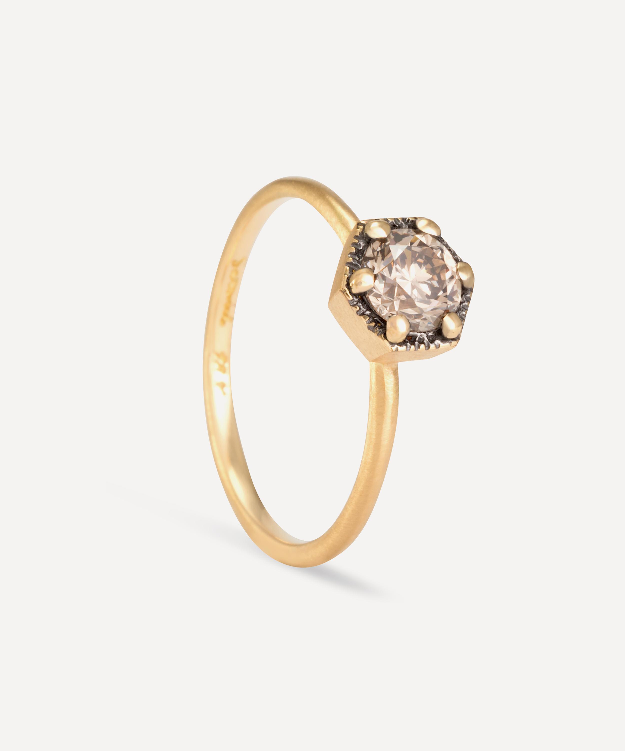 Satomi Kawakita - 18ct Gold 5mm Brown Diamond Hexagon Ring image number 4