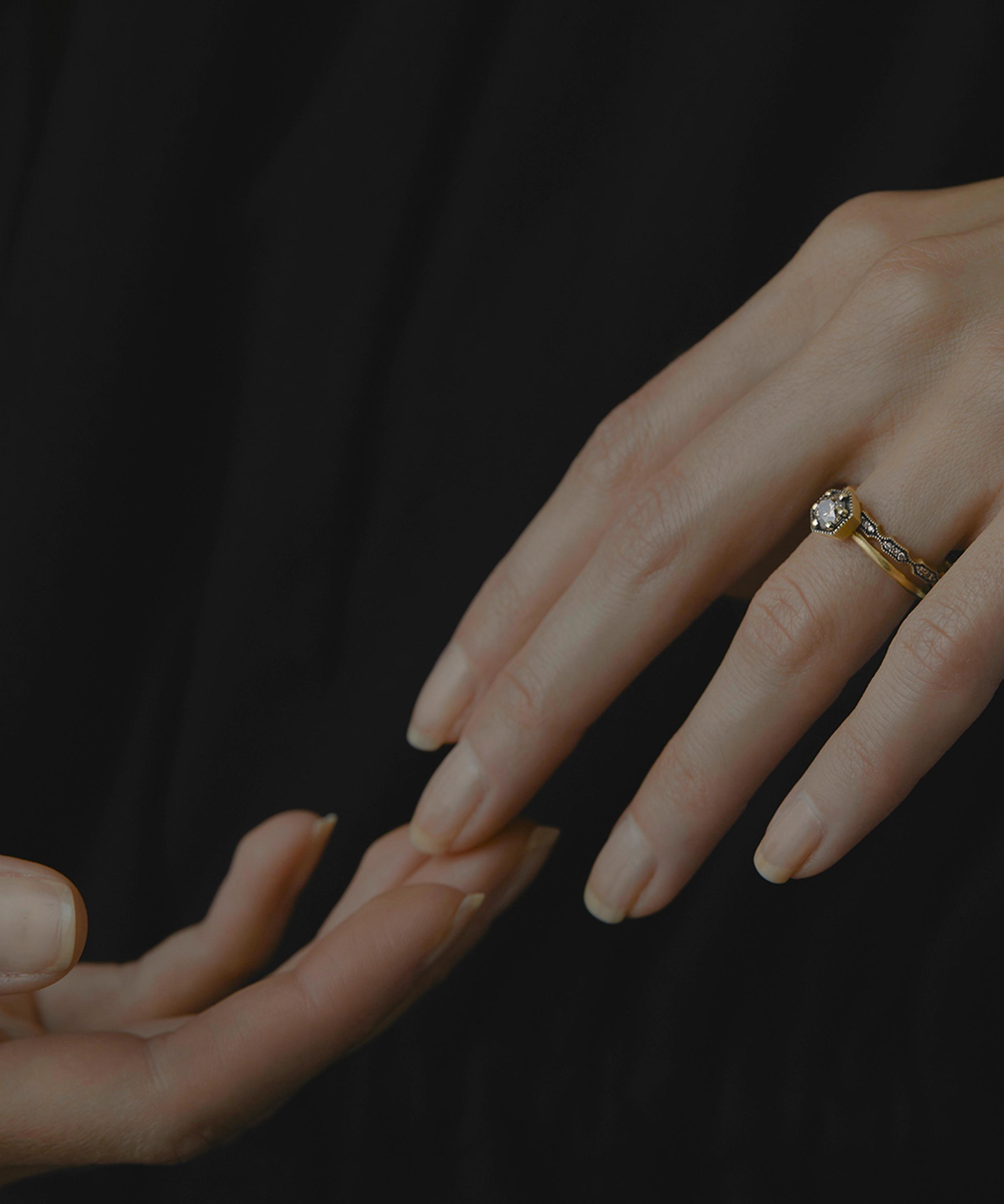 Satomi Kawakita - 18ct Gold 5mm Brown Diamond Hexagon Ring image number 5