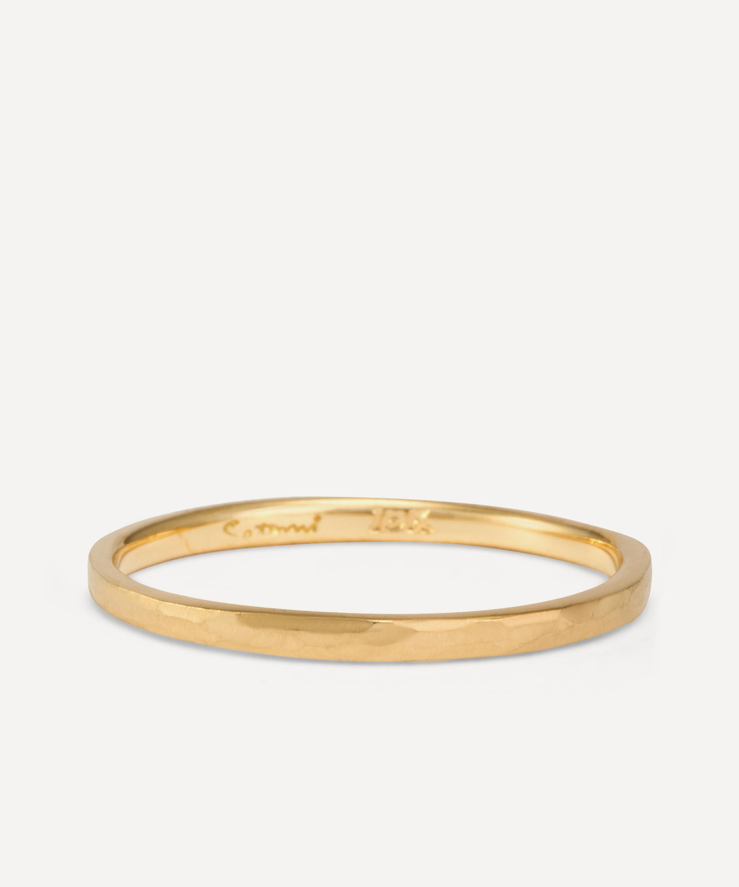 Satomi Kawakita - 18ct Gold Thin Hammered Band Ring image number 0