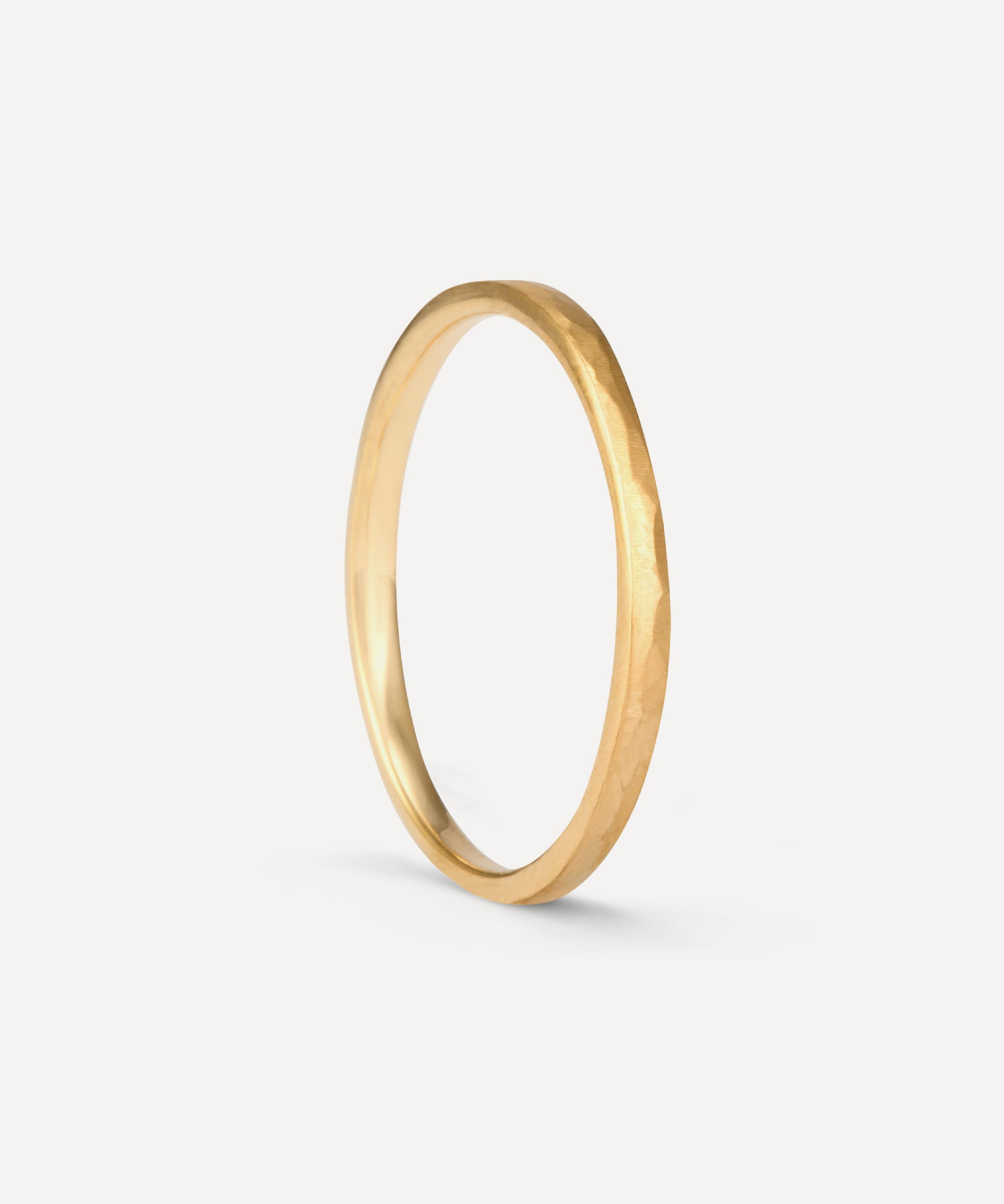 Satomi Kawakita - 18ct Gold Thin Hammered Band Ring image number 2