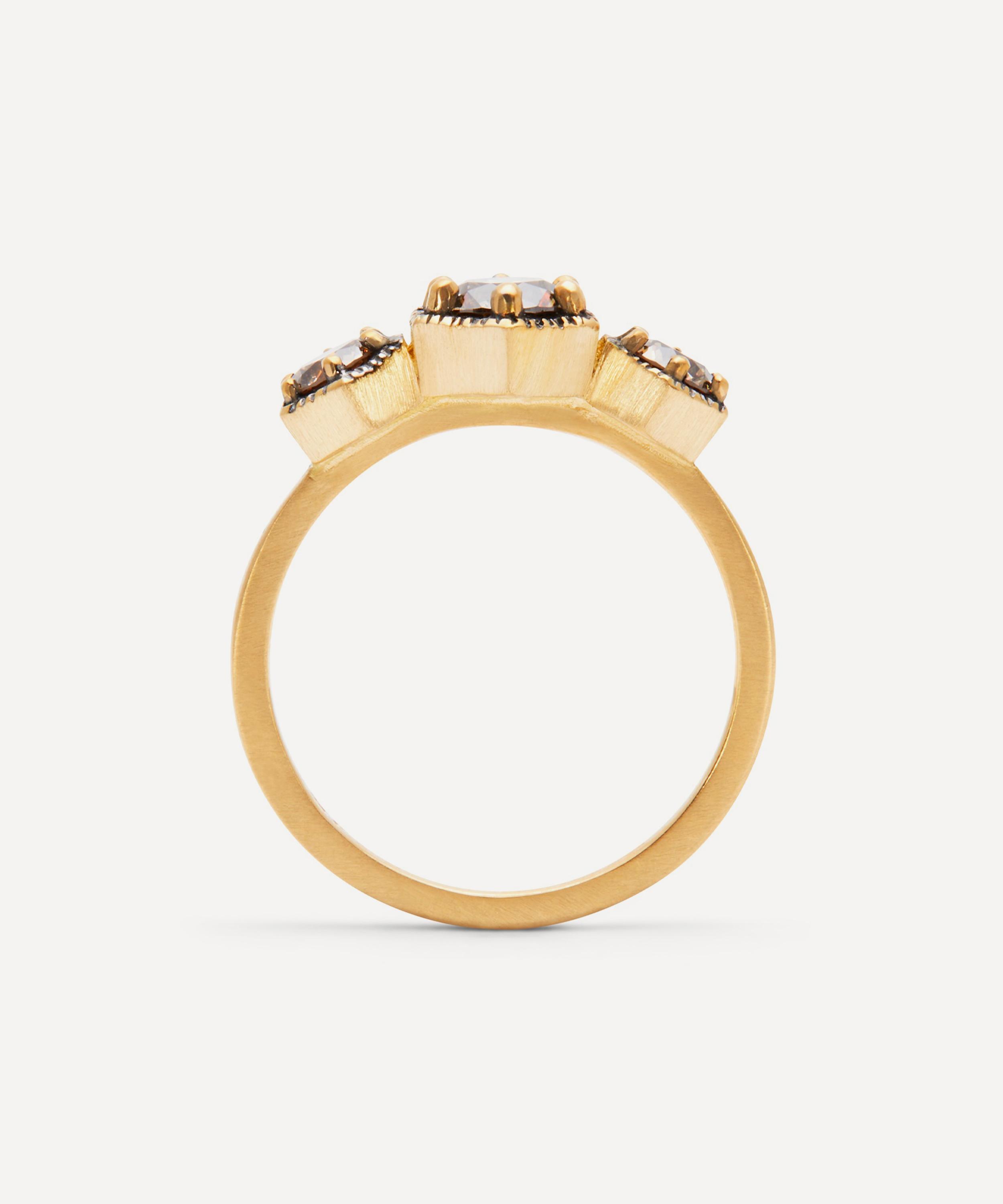 Satomi Kawakita - 18ct Gold Queen Brown Diamond Trilogy Ring image number 1