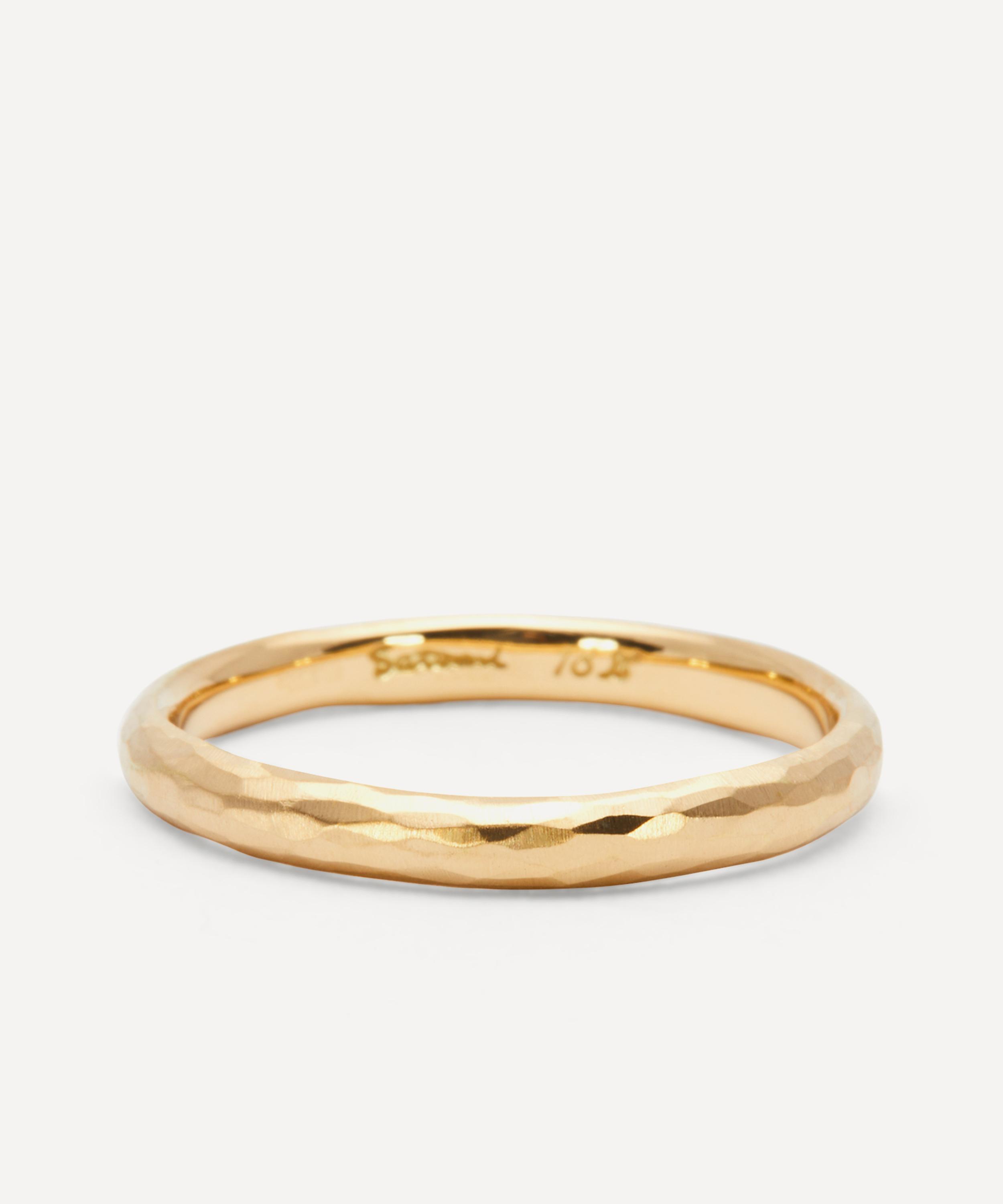 Satomi Kawakita - 18ct Gold Half-Round Hammered Band Ring image number 0