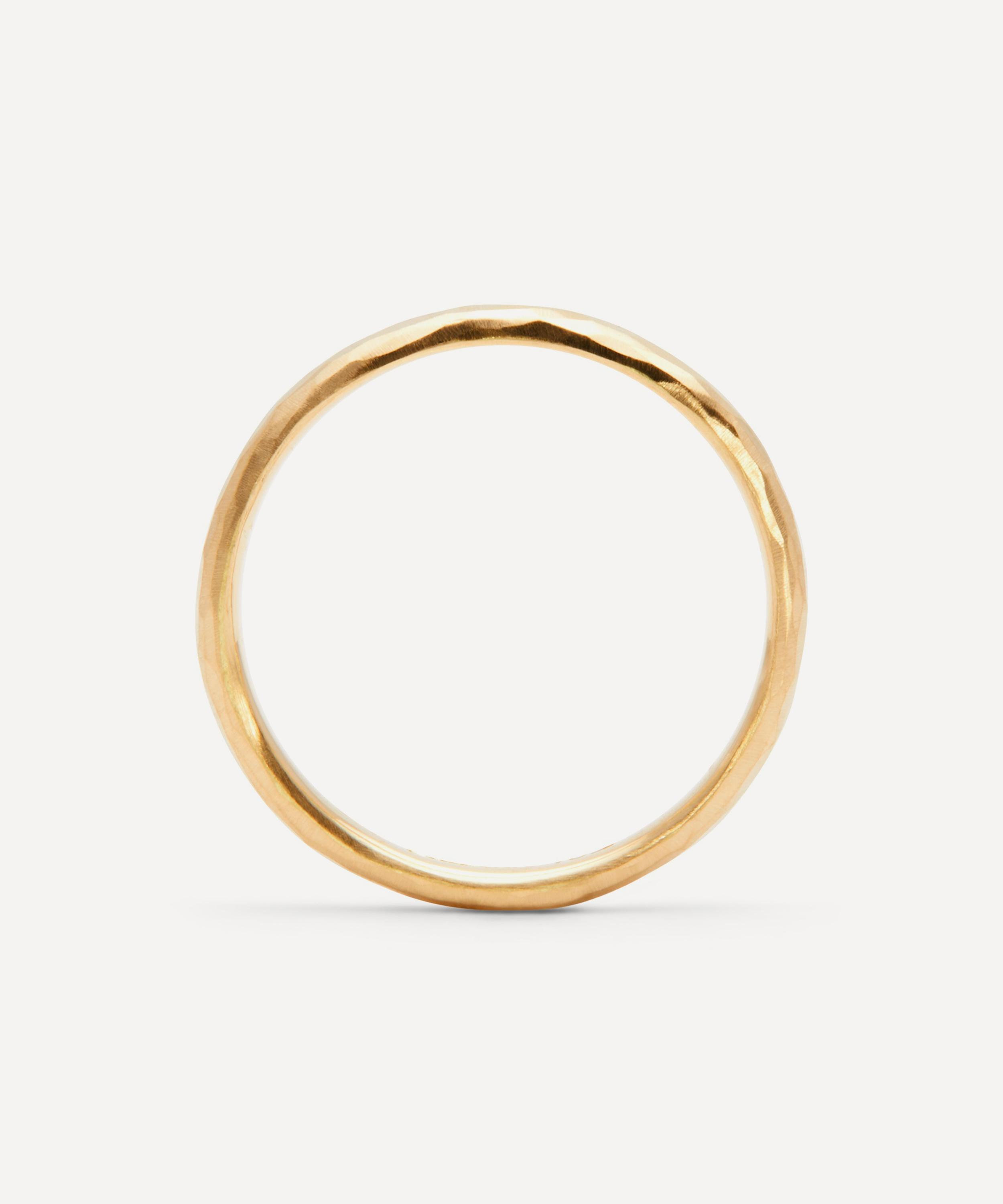 Satomi Kawakita - 18ct Gold Half-Round Hammered Band Ring image number 1