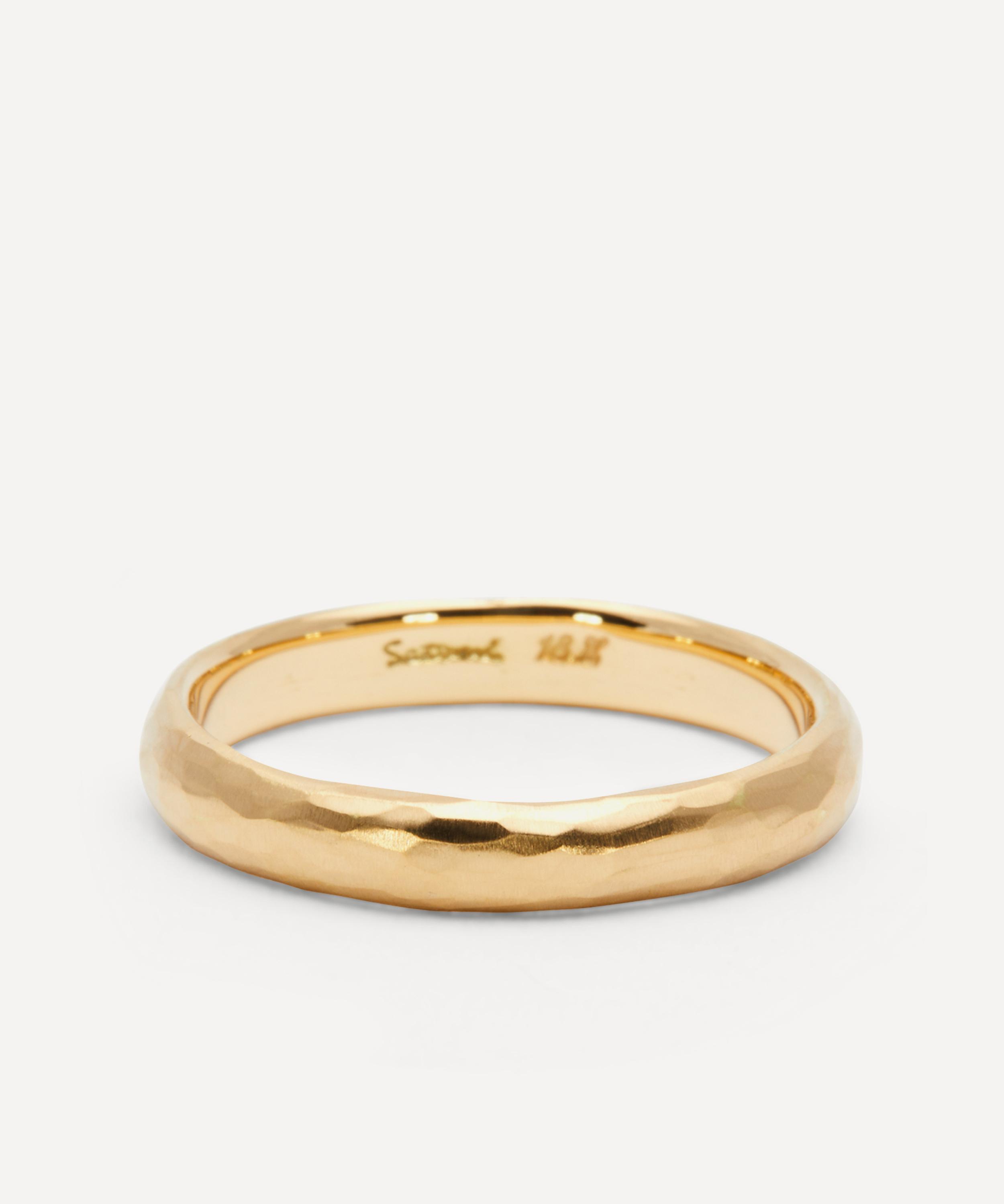 Satomi Kawakita - 18ct Gold Half-Round Hammered Band Ring image number 0