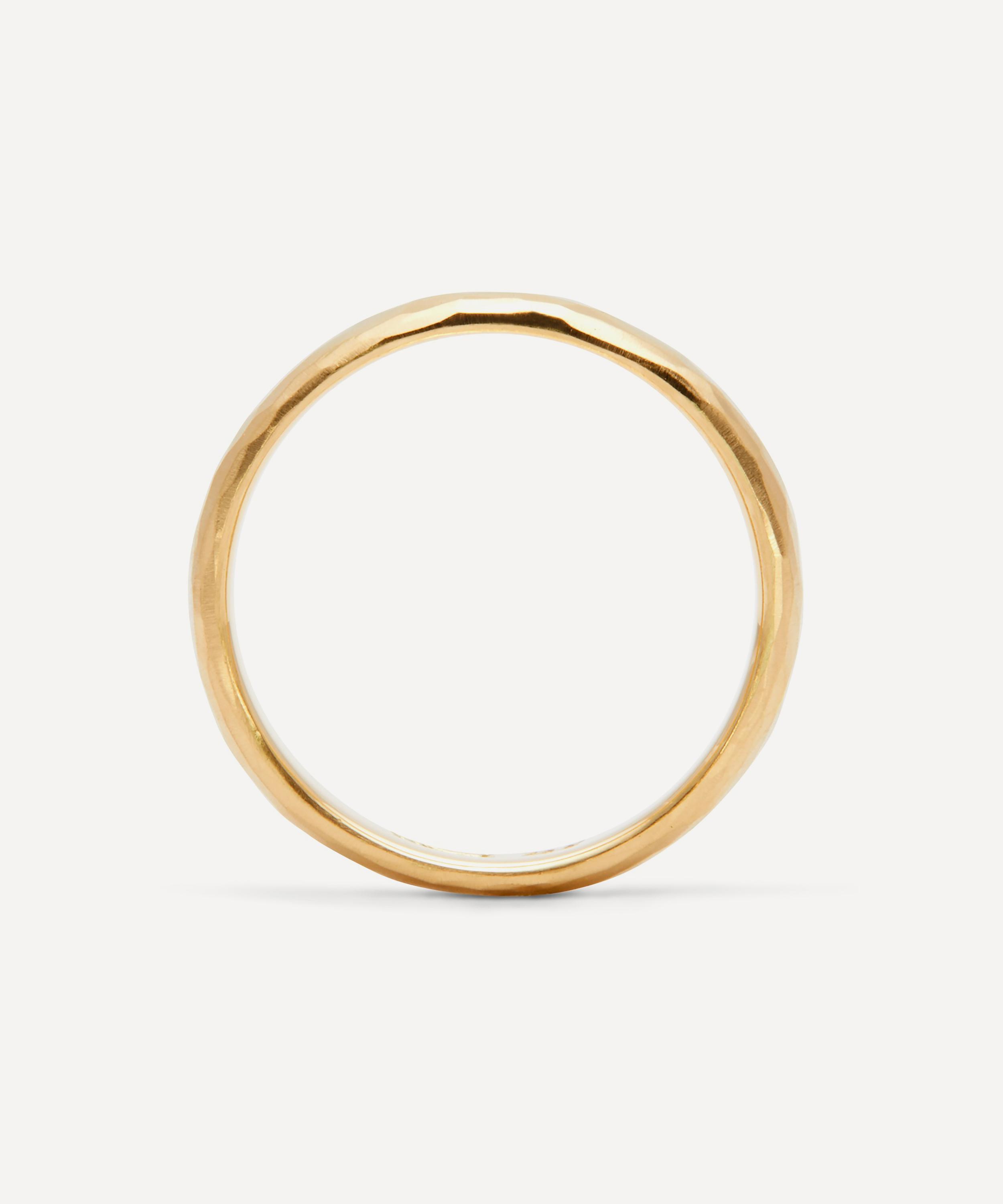 Satomi Kawakita - 18ct Gold Half-Round Hammered Band Ring image number 1