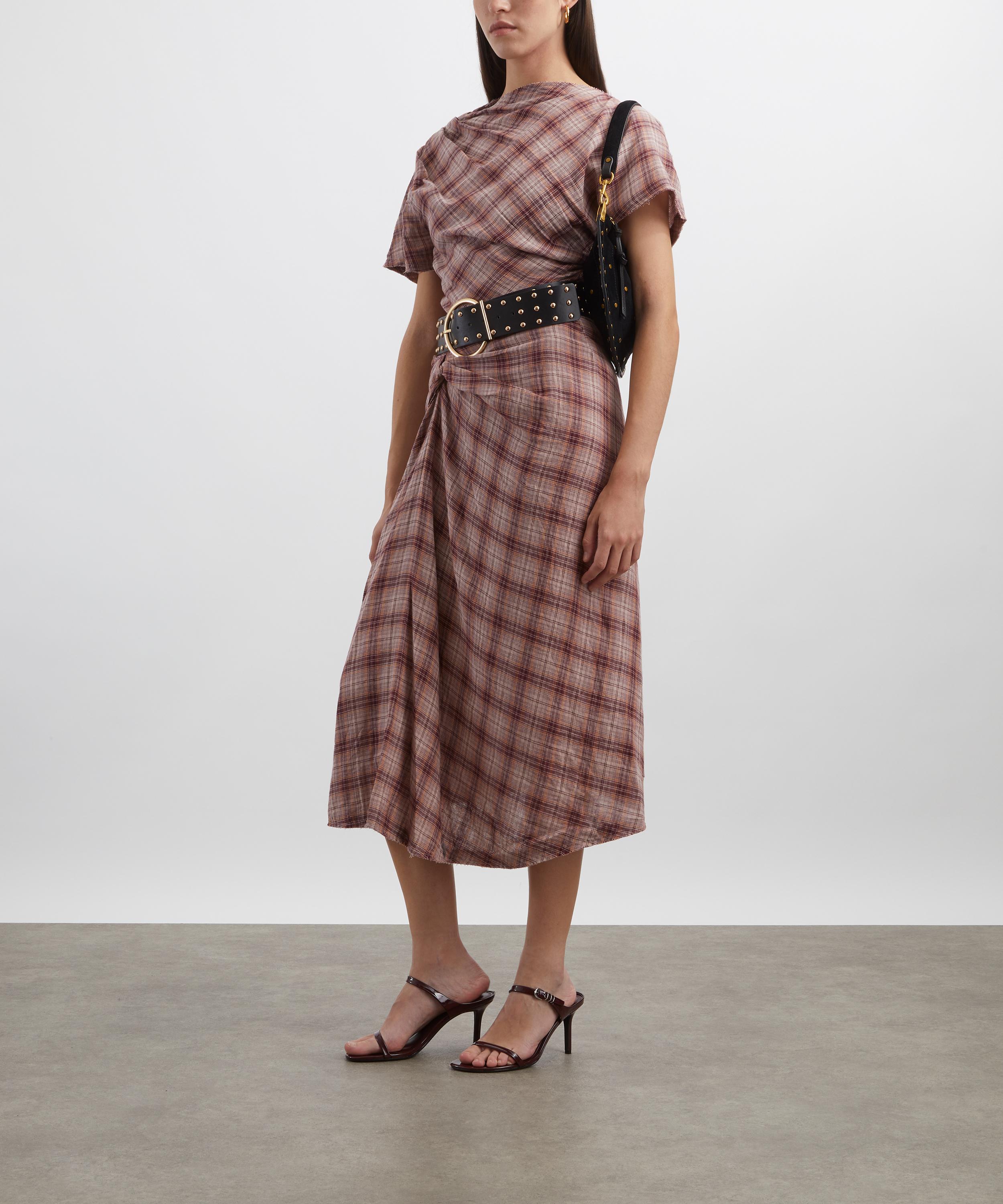 Isabel Marant - Nicole Draped Checkered Cotton Skirt image number 1