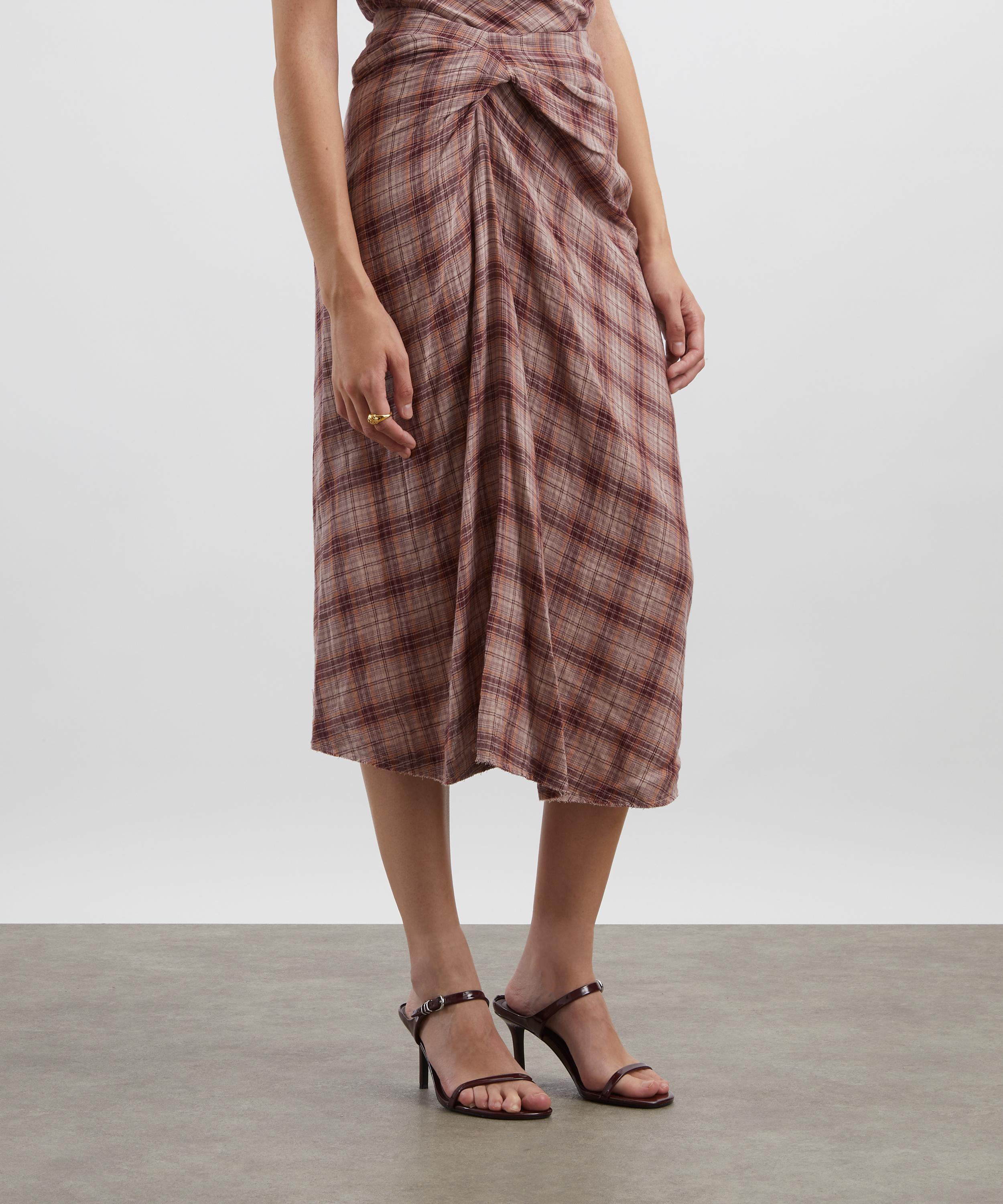 Isabel Marant - Nicole Draped Checkered Cotton Skirt image number 2