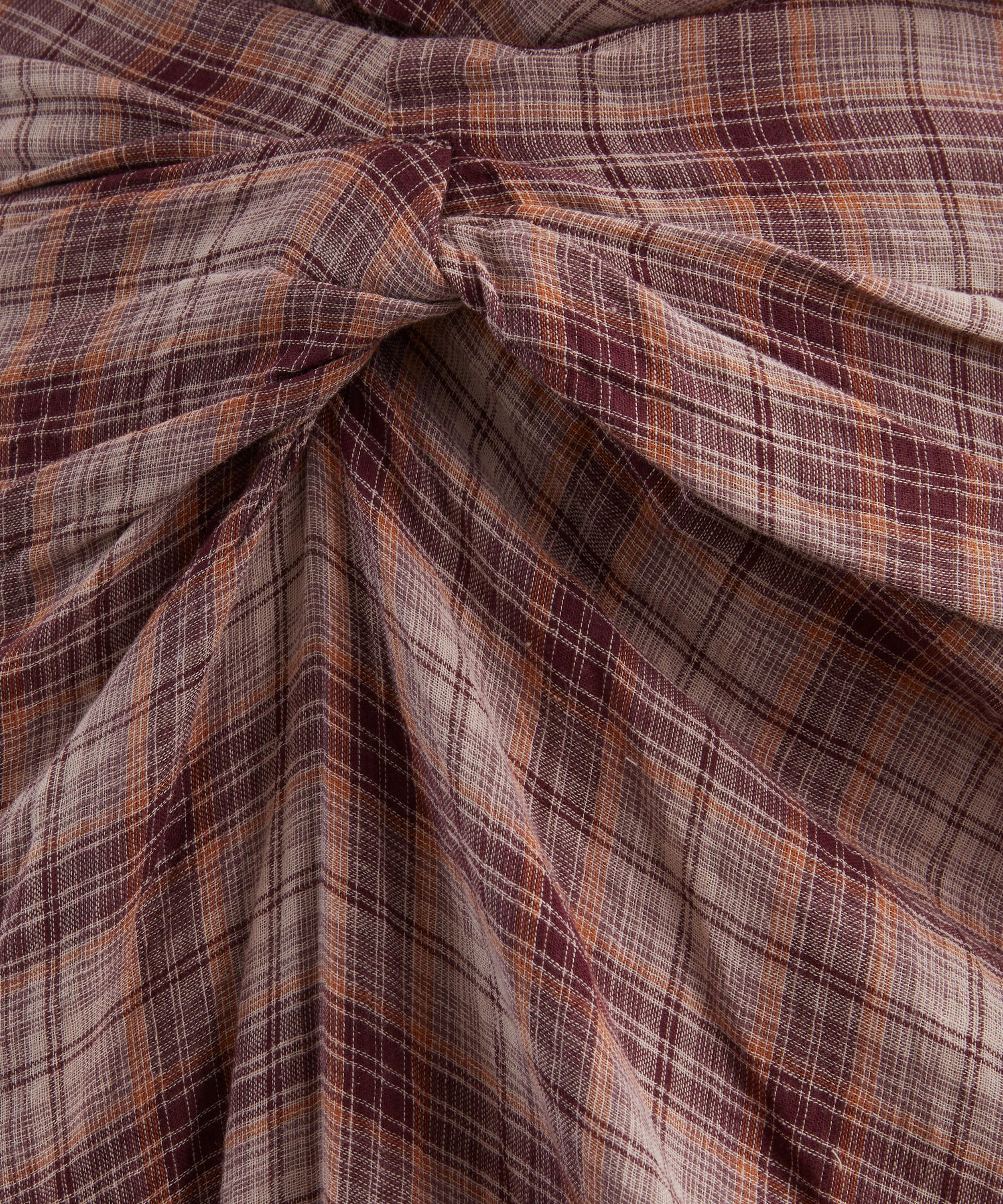 Isabel Marant - Nicole Draped Checkered Cotton Skirt image number 4