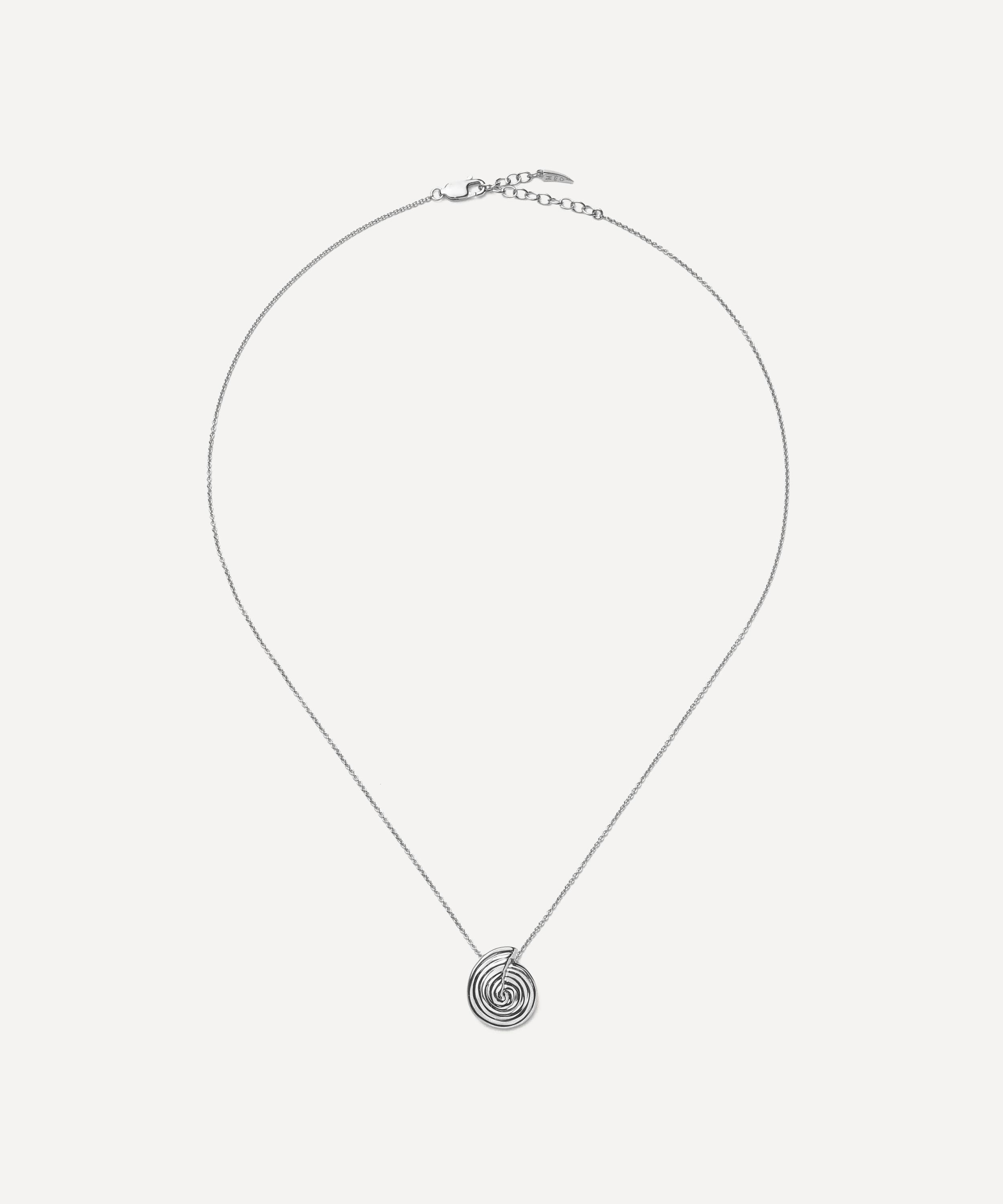 Missoma - Rhodium-Plated Spiral Mini Pendant Necklace image number 0