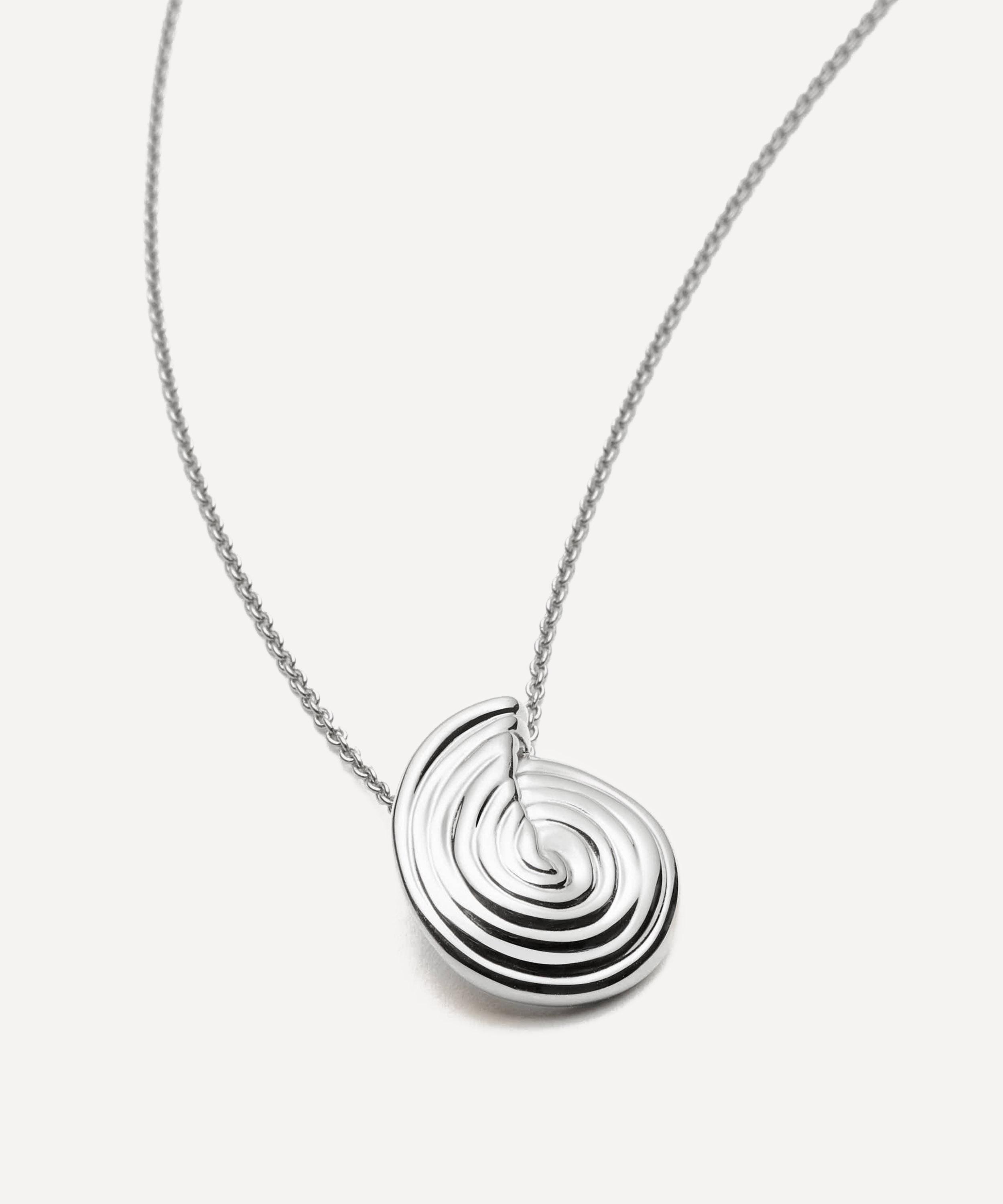 Missoma - Rhodium-Plated Spiral Mini Pendant Necklace image number 1