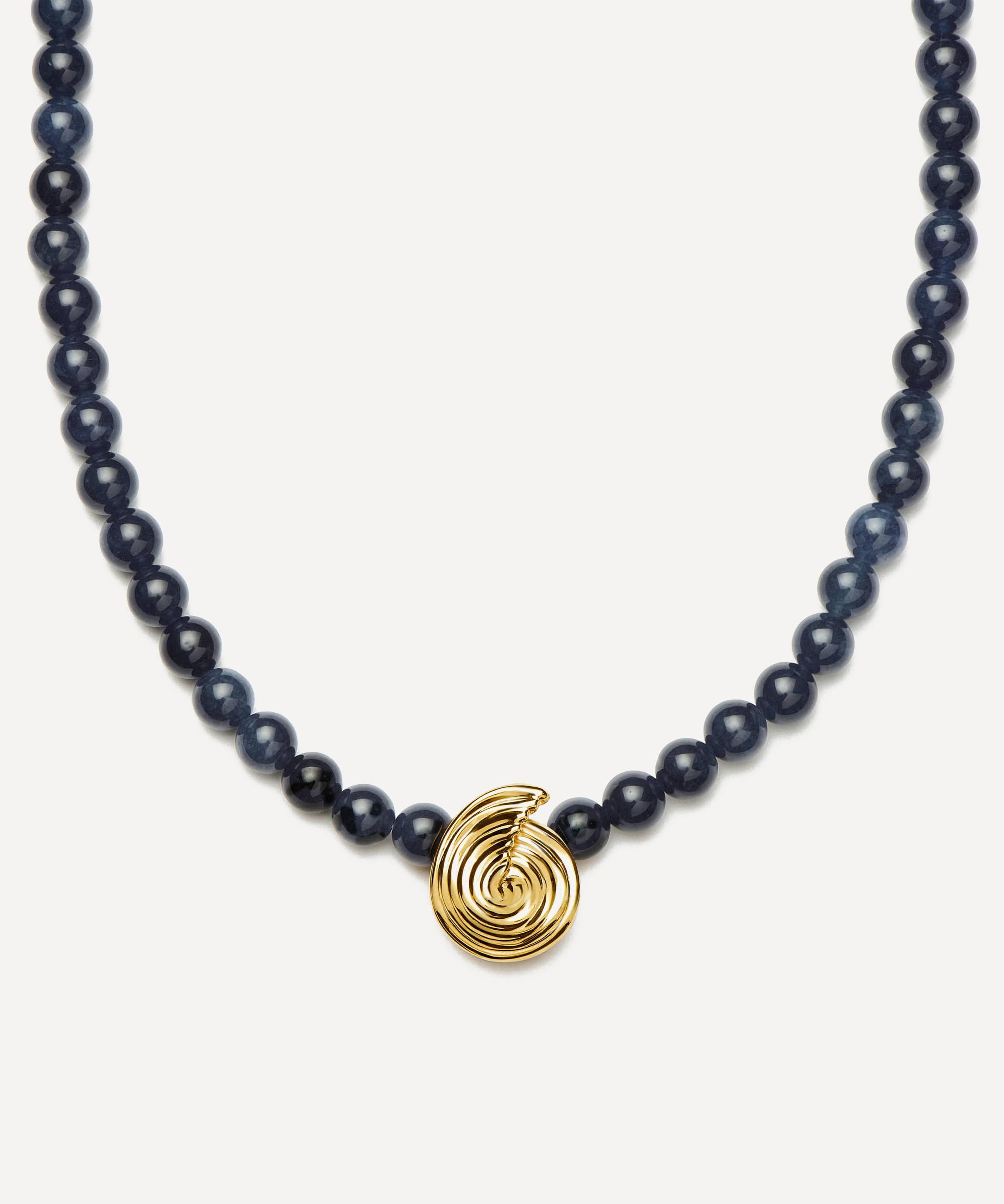 Missoma - 18ct Gold-Plated Spiral Gemstone Beaded Pendant Necklace image number 0