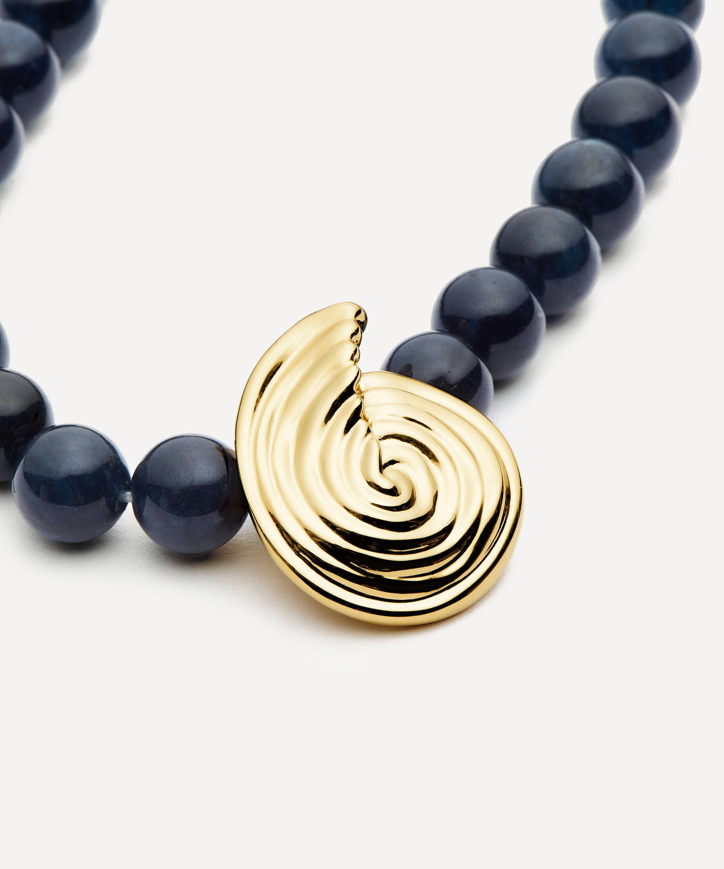 Missoma - 18ct Gold-Plated Spiral Gemstone Beaded Pendant Necklace image number 1