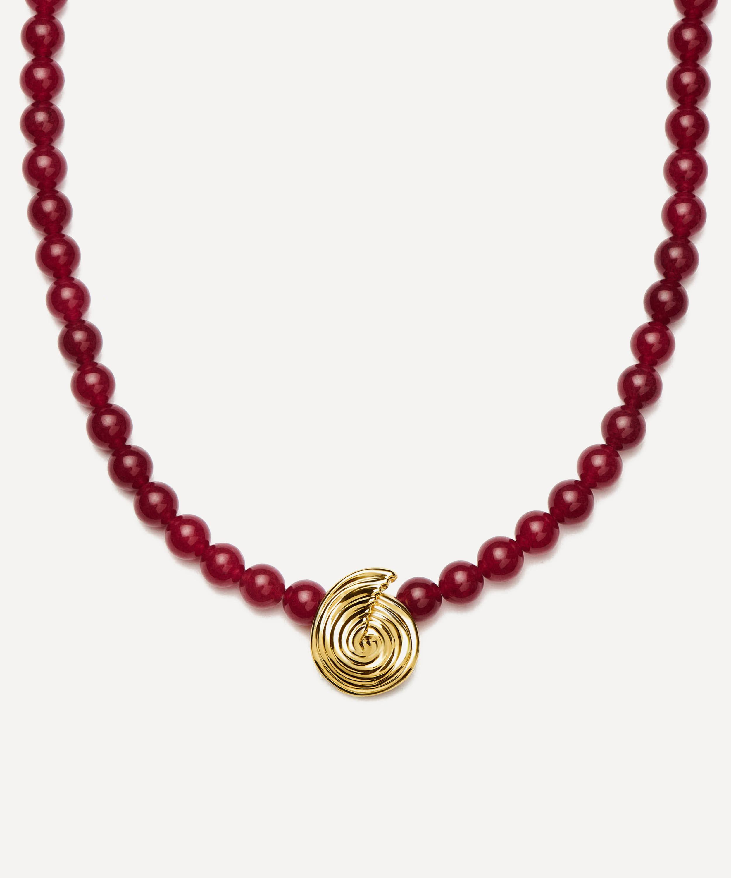 Missoma - 18ct Gold-Plated Spiral Gemstone Beaded Pendant Necklace image number 0