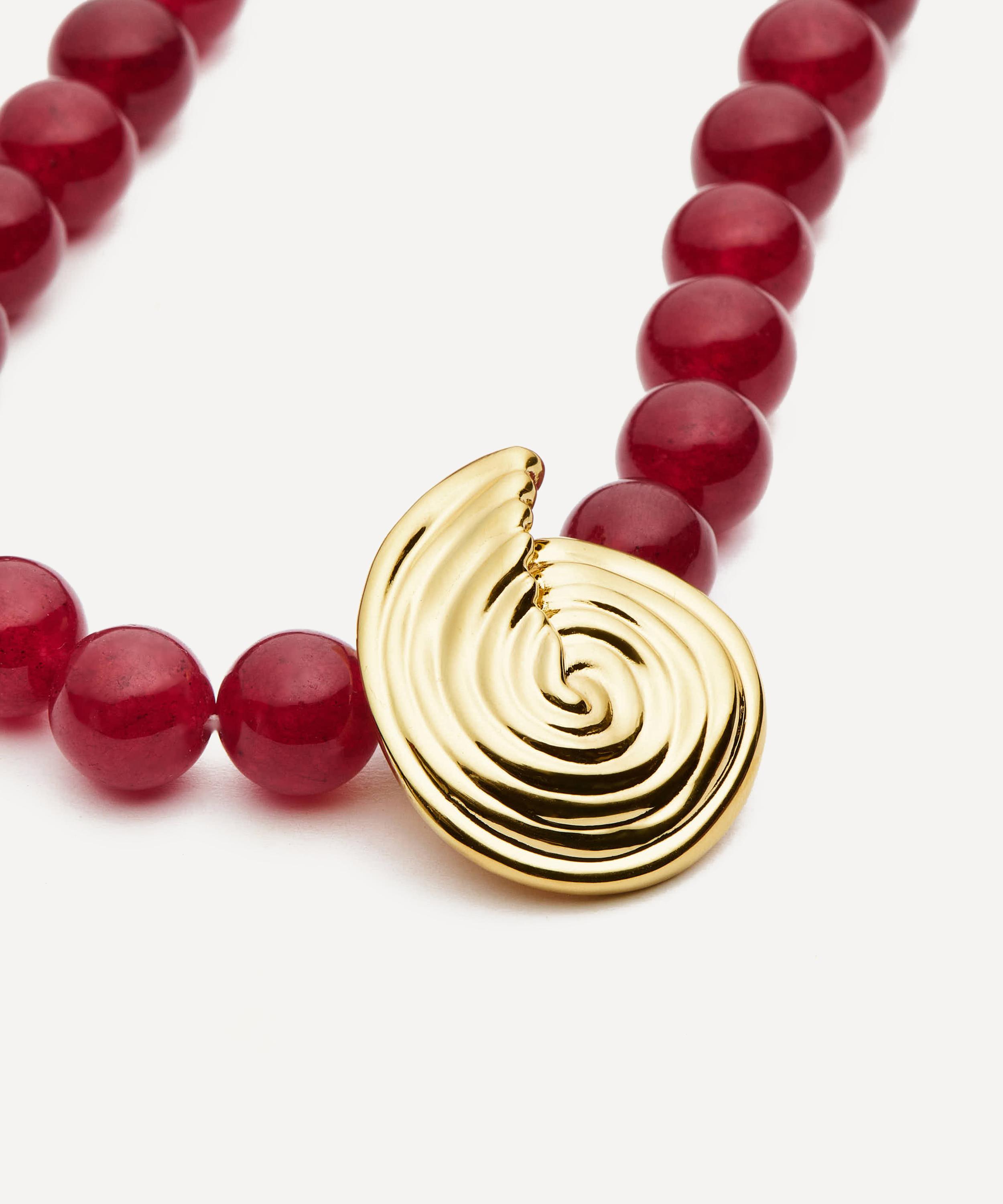 Missoma - 18ct Gold-Plated Spiral Gemstone Beaded Pendant Necklace image number 2