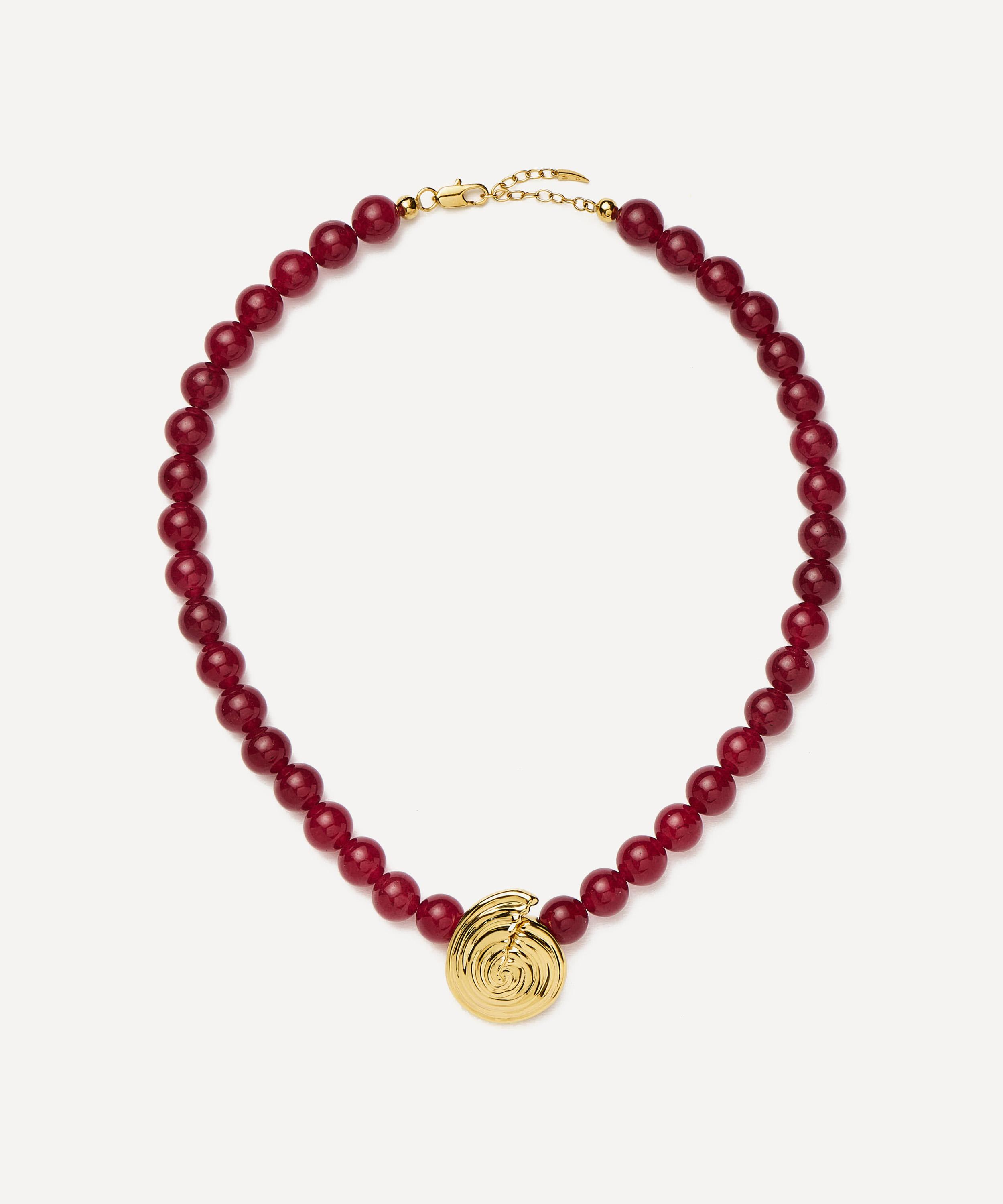 Missoma - 18ct Gold-Plated Spiral Gemstone Beaded Pendant Necklace image number 3