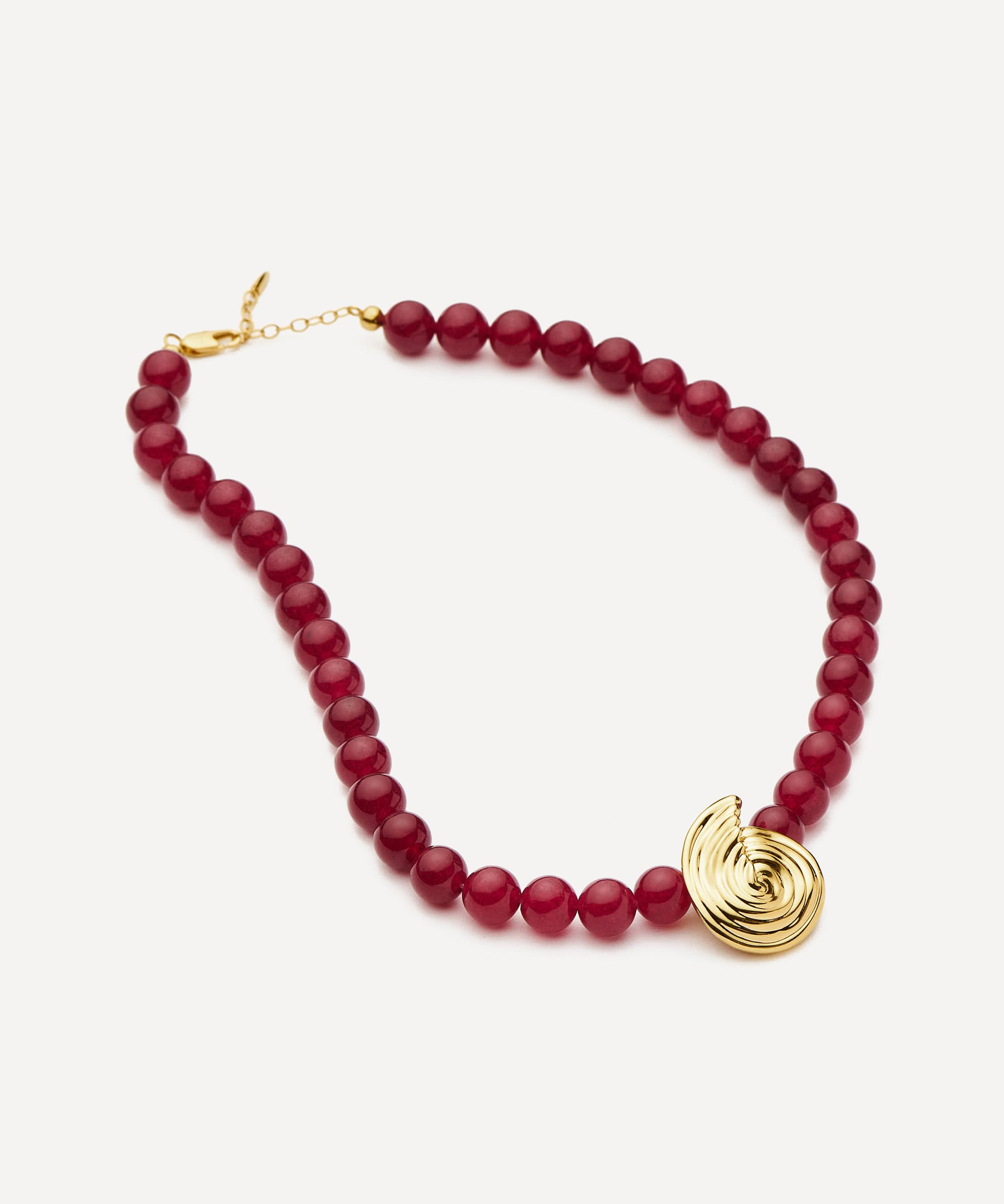 Missoma - 18ct Gold-Plated Spiral Gemstone Beaded Pendant Necklace image number 4