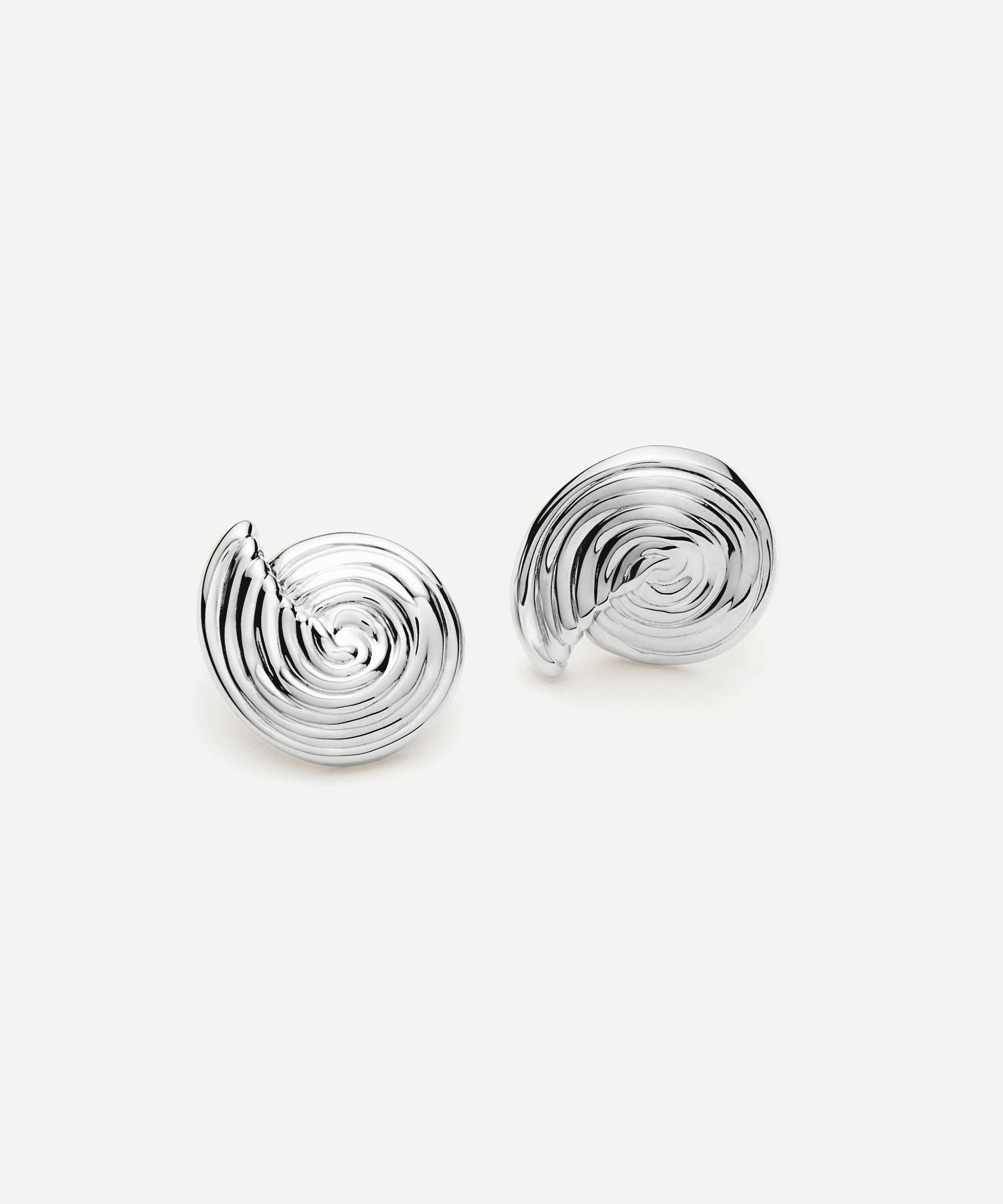Missoma - Rhodium-Plated Spiral Small Stud Earrings image number 0