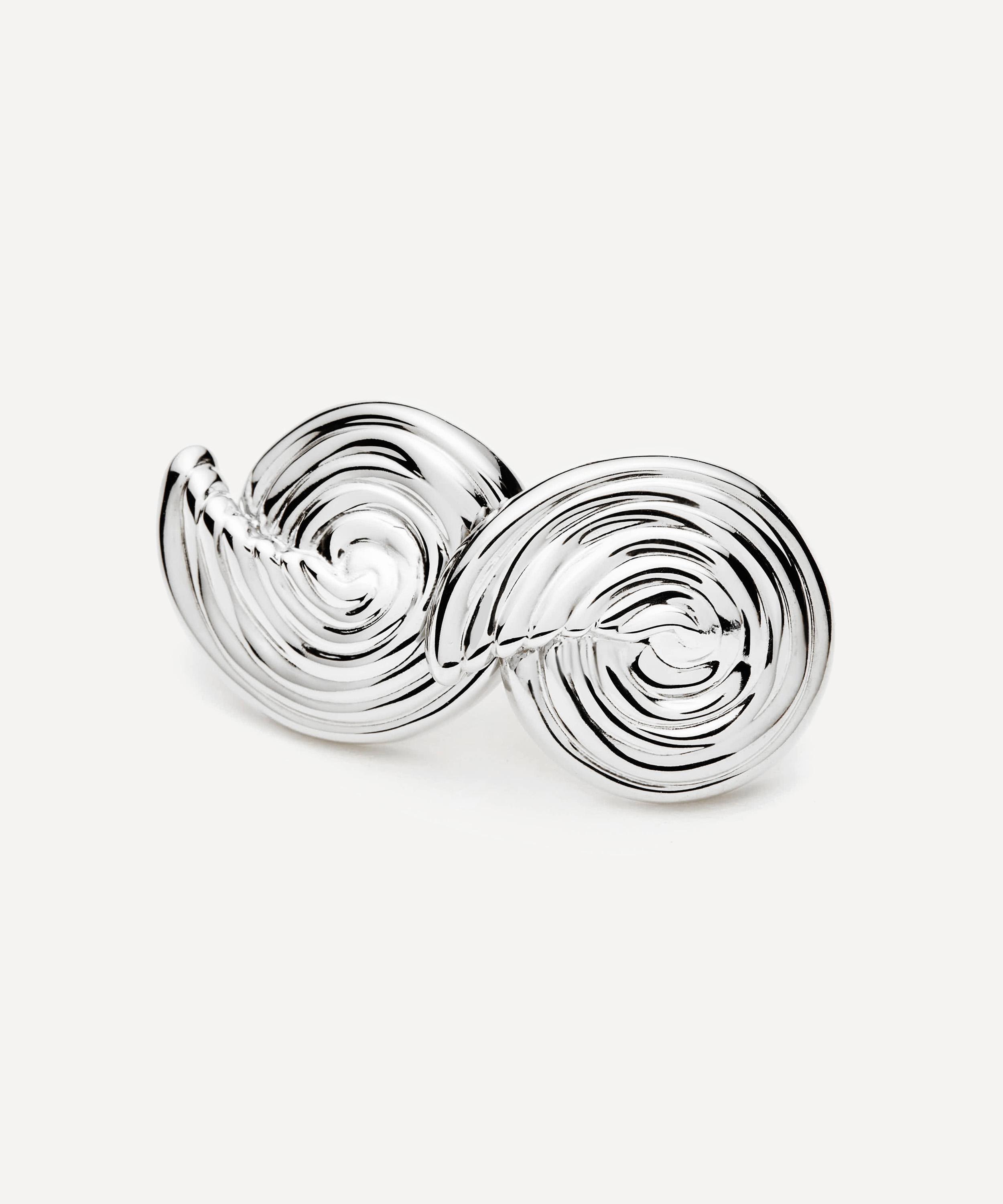 Missoma - Rhodium-Plated Spiral Small Stud Earrings image number 1