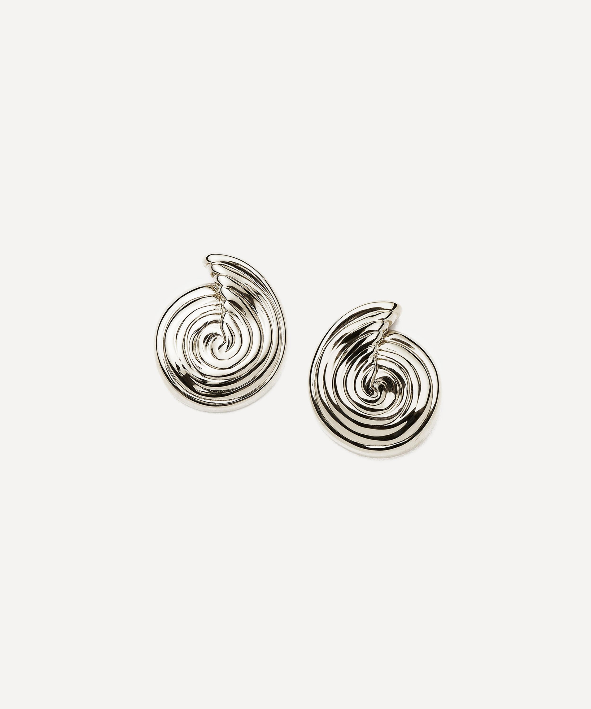 Missoma - Rhodium-Plated Spiral Small Stud Earrings image number 2