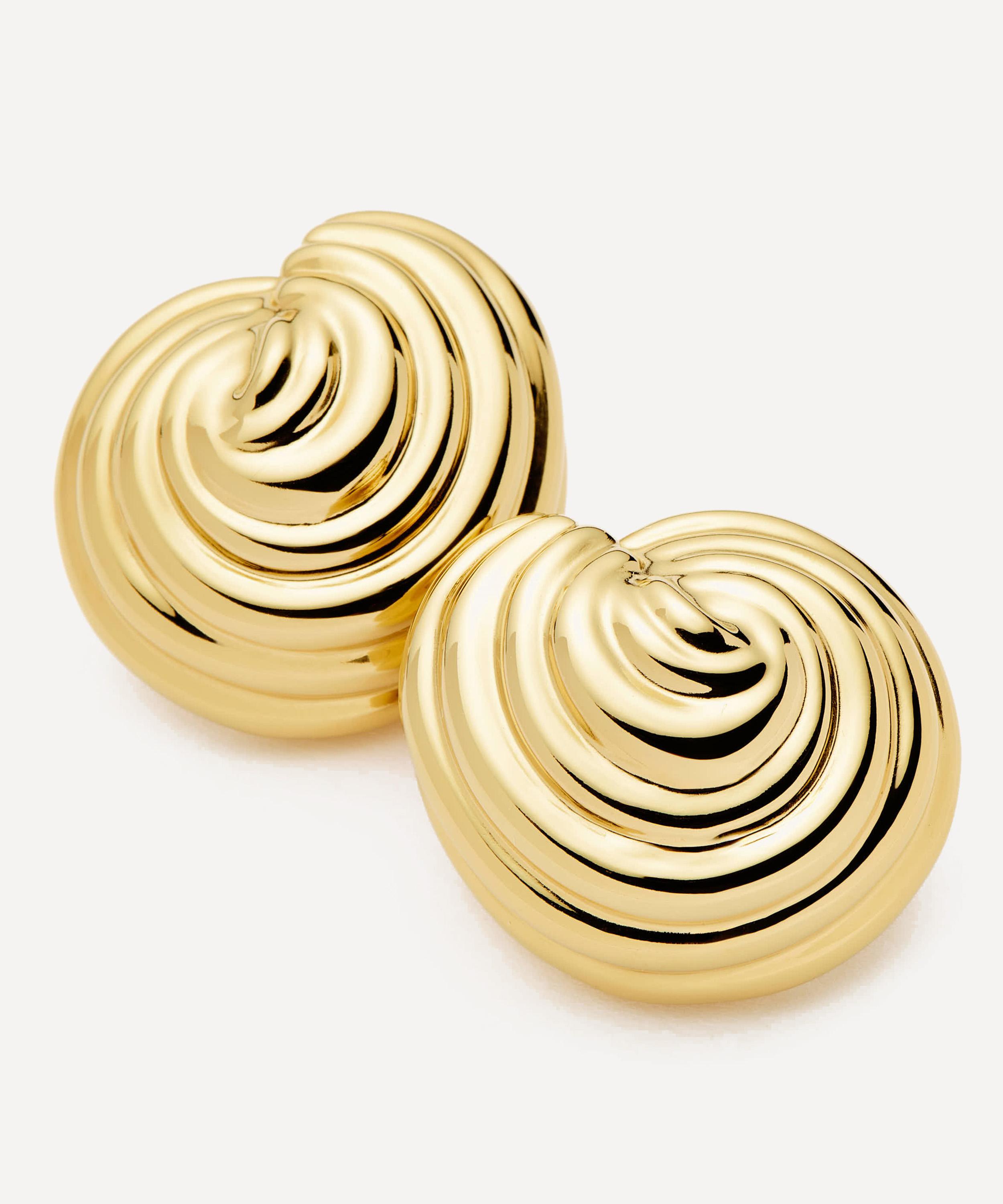 Missoma - 18ct Gold-Plated Shell Dome Oversized Stud Earrings image number 3