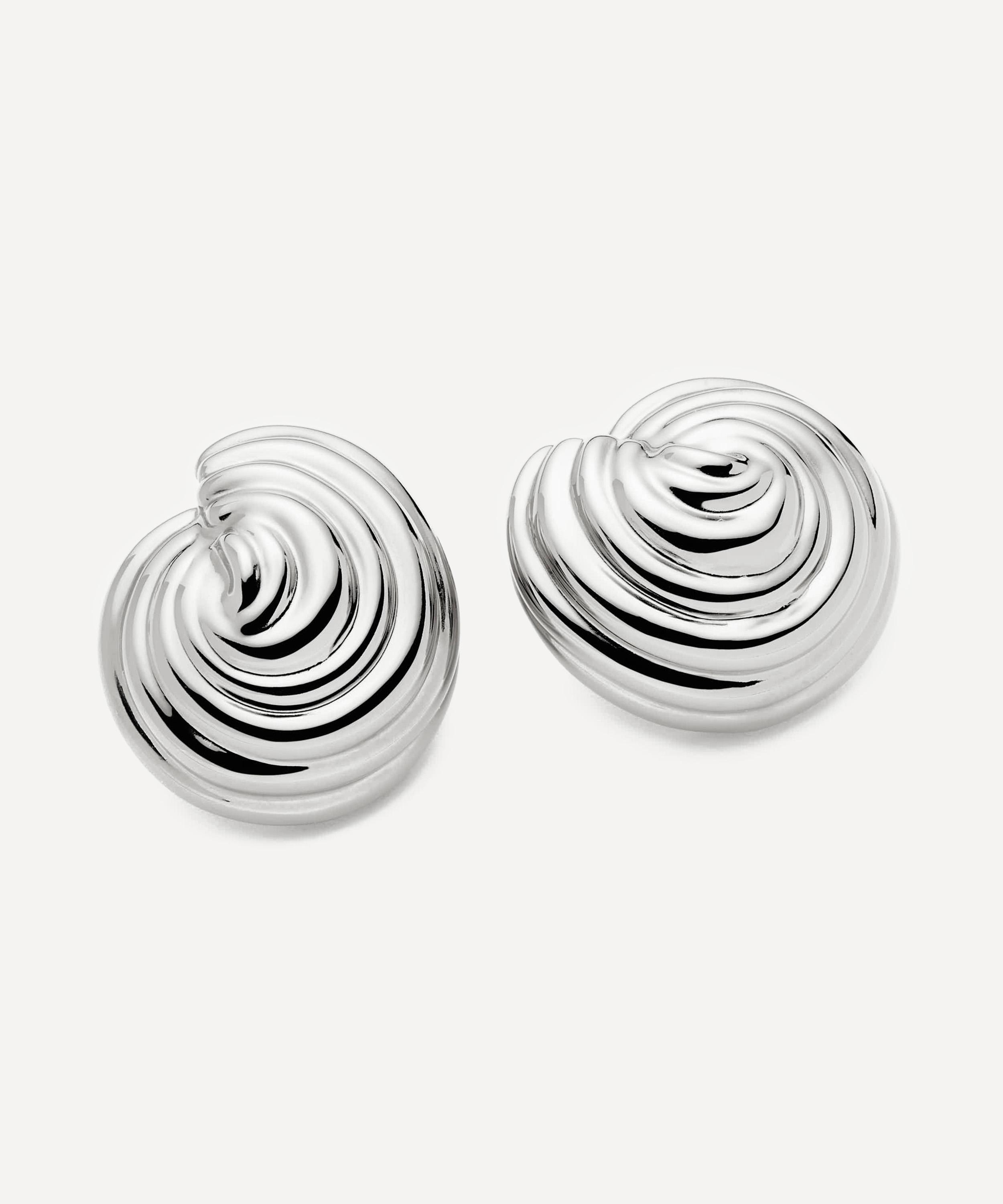 Missoma - Rhodium-Plated Shell Dome Oversized Stud Earrings