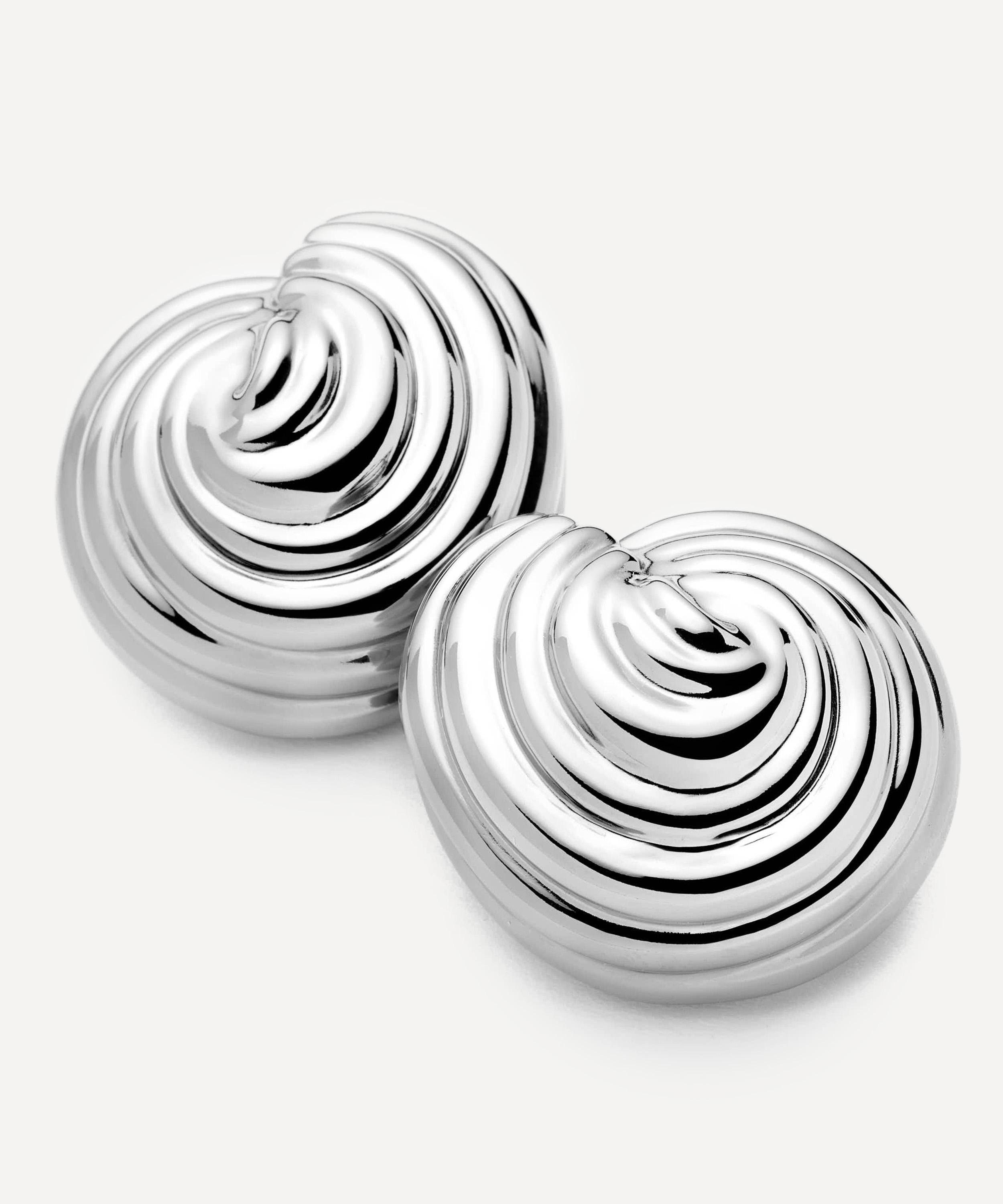 Missoma - Rhodium-Plated Shell Dome Oversized Stud Earrings image number 1