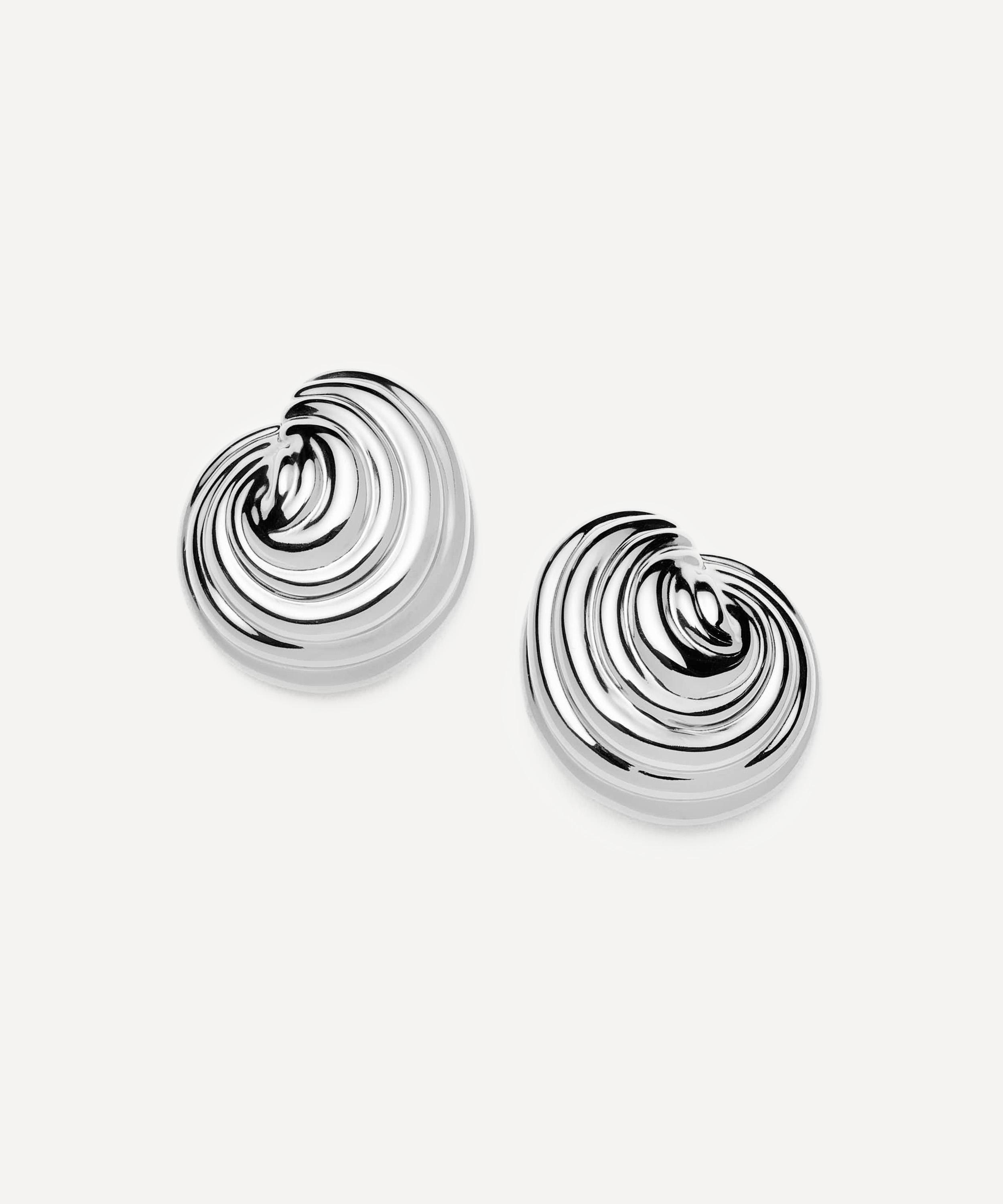 Missoma - Rhodium-Plated Shell Dome Oversized Stud Earrings image number 2